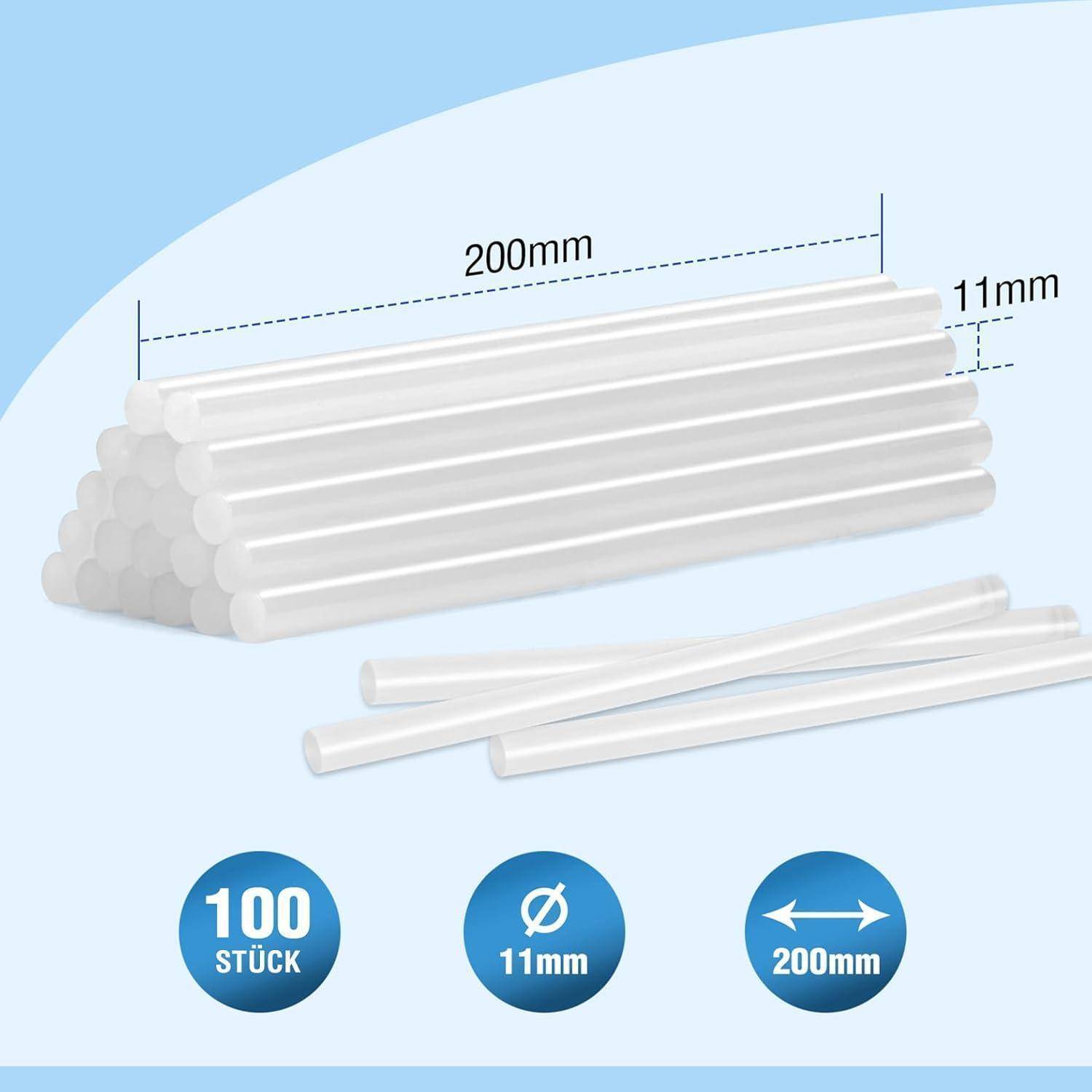 Heißklebestifte 100 Stück 200 x 11 mm transparent Universal für