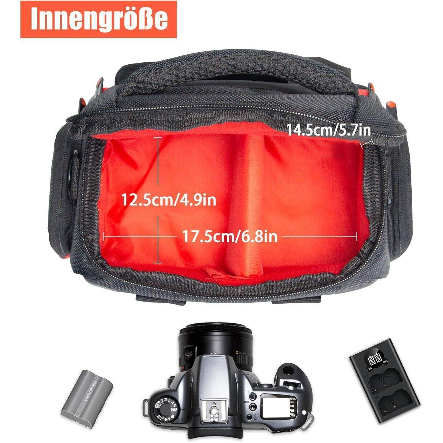 Kameratasche mit Innenmaßen: 17,5 cm/6,8 Zoll Breite, 12,5 cm/4,9 Zoll Höhe, 14,5 cm/5,7 Zoll Tiefe. Geeignet für eine Kamera und Zubehör.