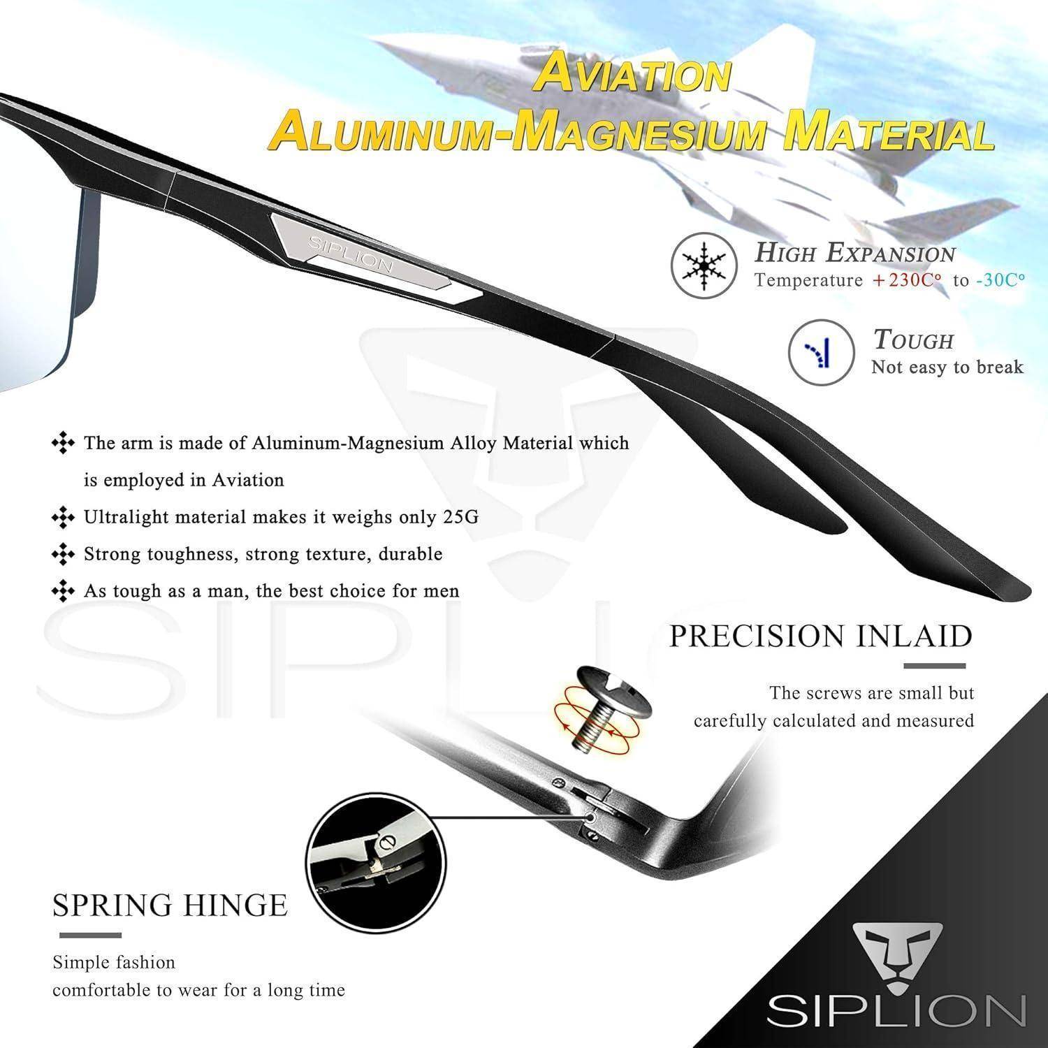 Herren Sportbrille Polarisierte Sonnenbrille Al-Mg Metallrahme UV400