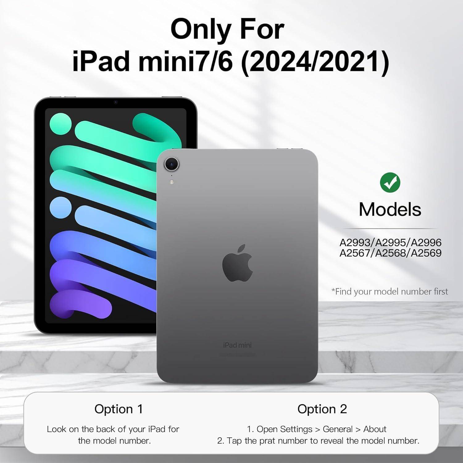iPad mini 7/6 (2024/2021) Kompatibilitätsleitfaden mit Modellnummern. Anleitung zur Identifizierung der Modellnummer auf dem iPad.