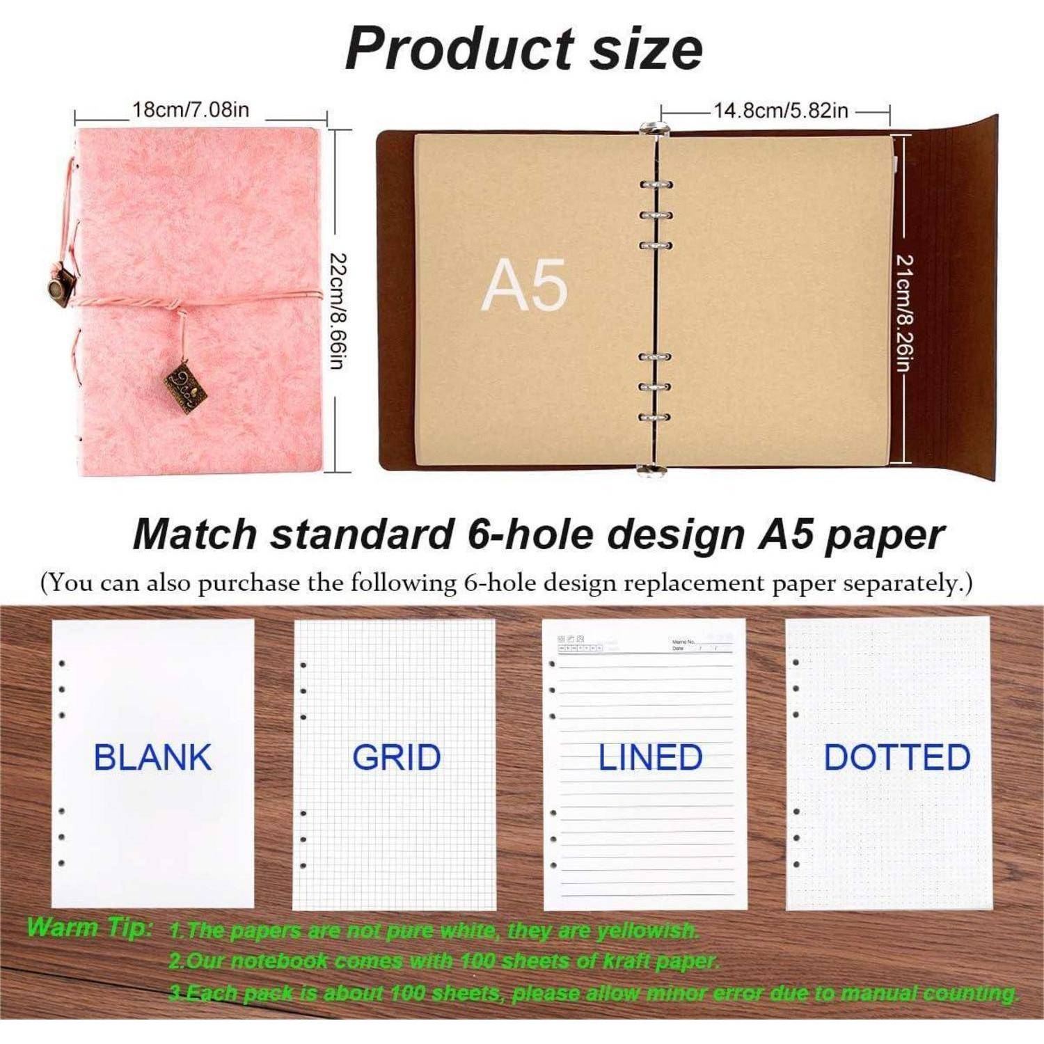 Notizbuch DIN A5 Leder Nachfüllbar Skizzenbuch A5-NOTEBOOK-PINK