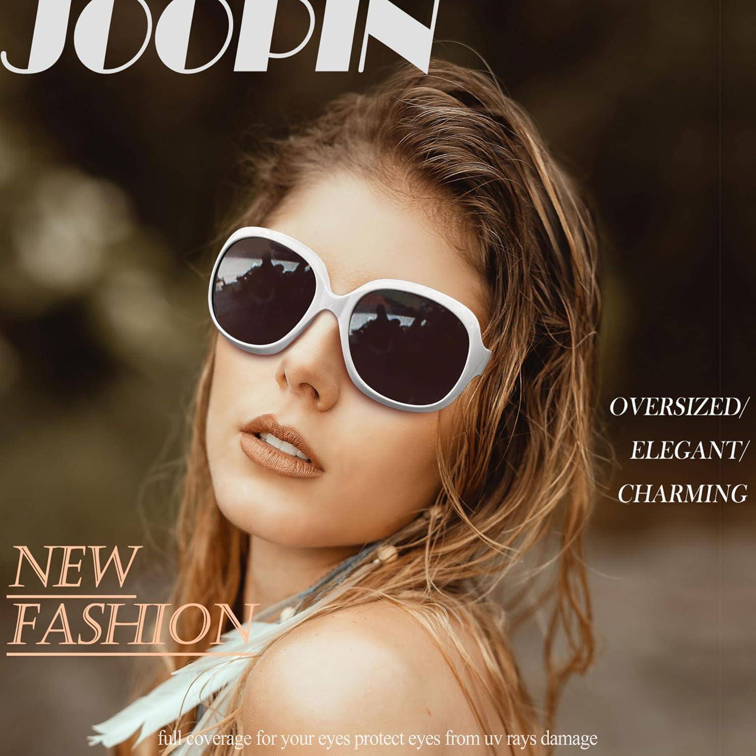 Eine Frau mit großen weißen Sonnenbrille ist abgebildet mit dem Text 