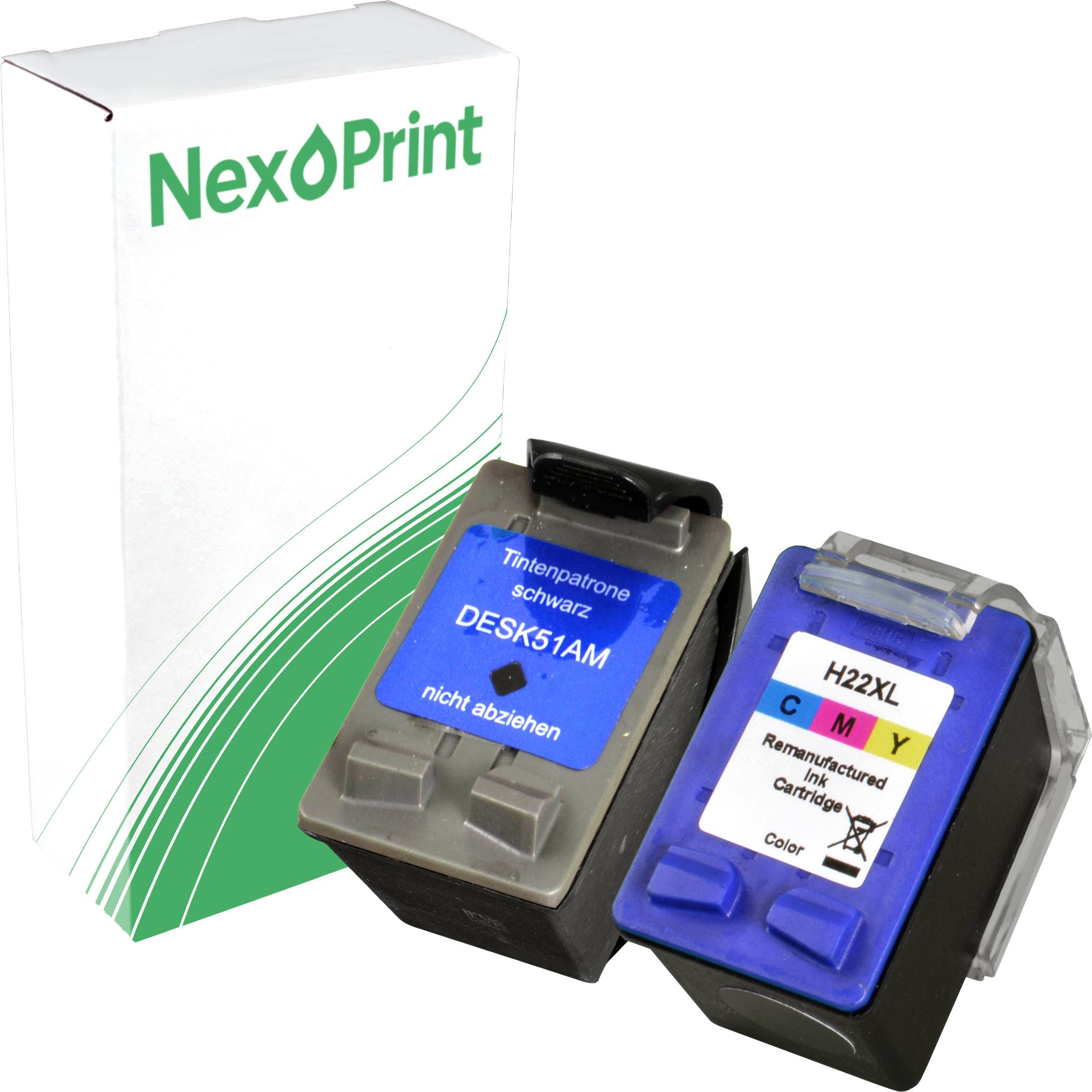 Karton und zwei Druckerpatronen; eine mit der Bezeichnung 