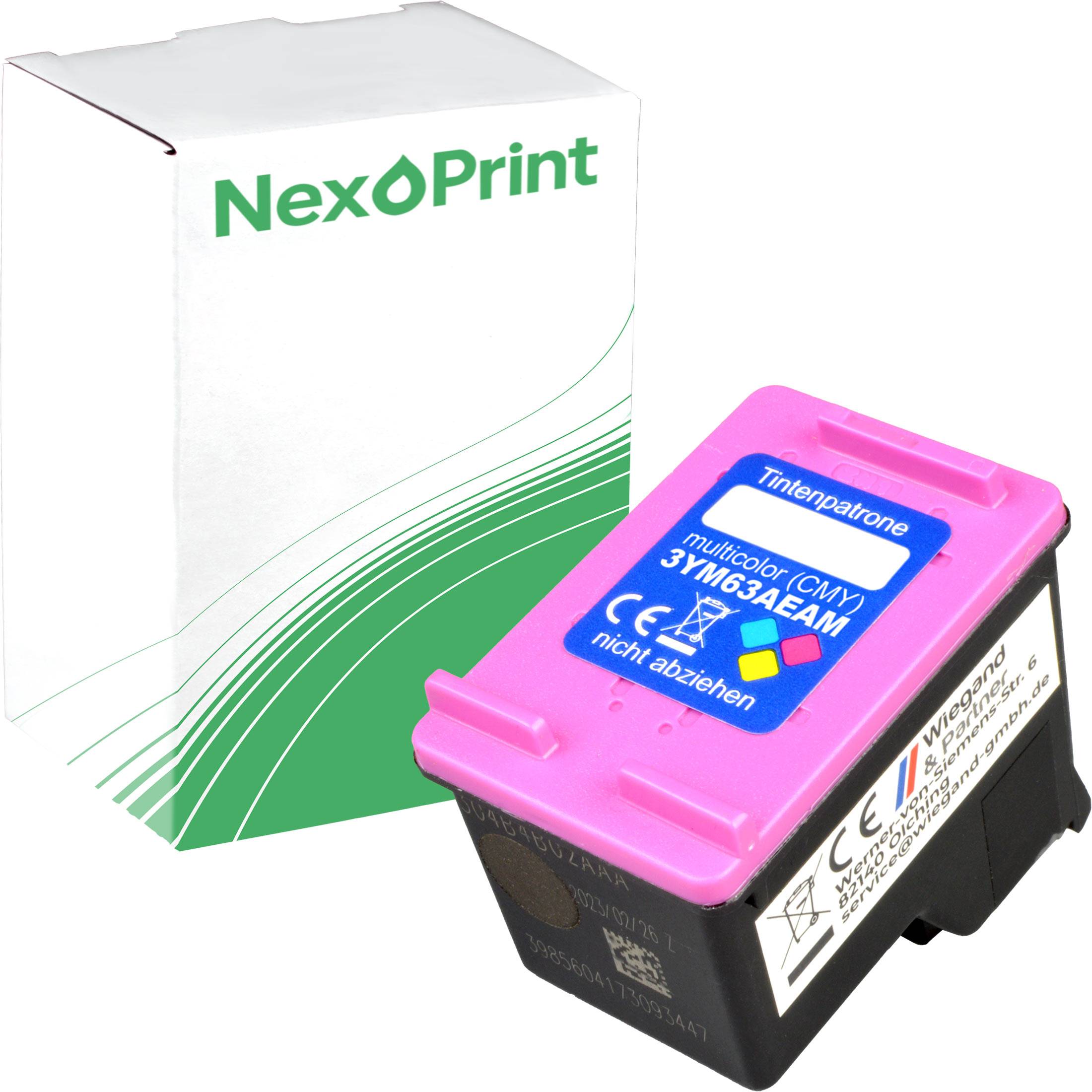 Tintenpatrone und Verpackung mit der Beschriftung 'NexPrint Multicolor (CMY) 31Y63AEAM'.