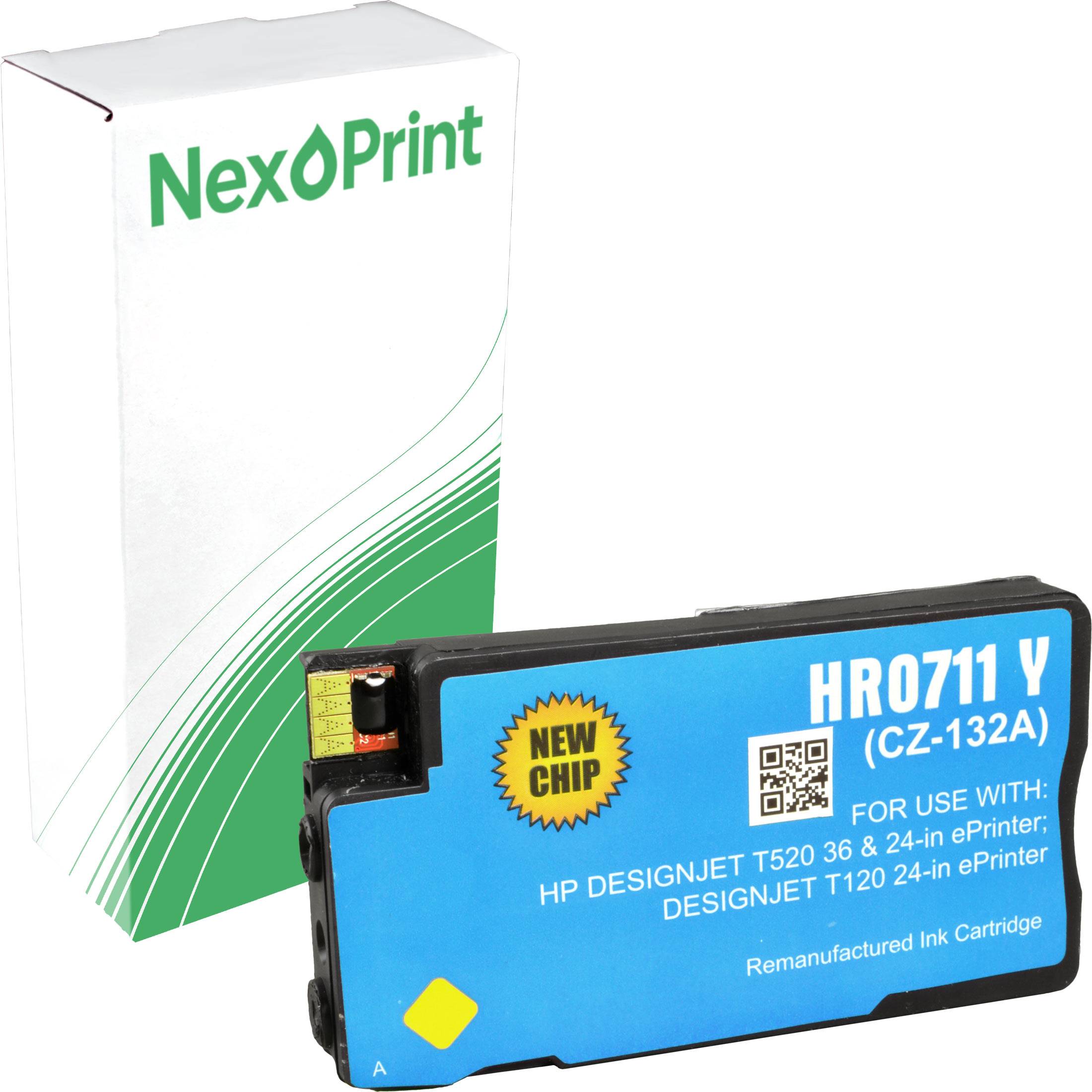 NexPrint' Marken-Refurbished-Tintenpatrone in Gelb, Modell HR0711 Y (CZ-132A), kompatibel mit HP DesignJet T520 Druckern.