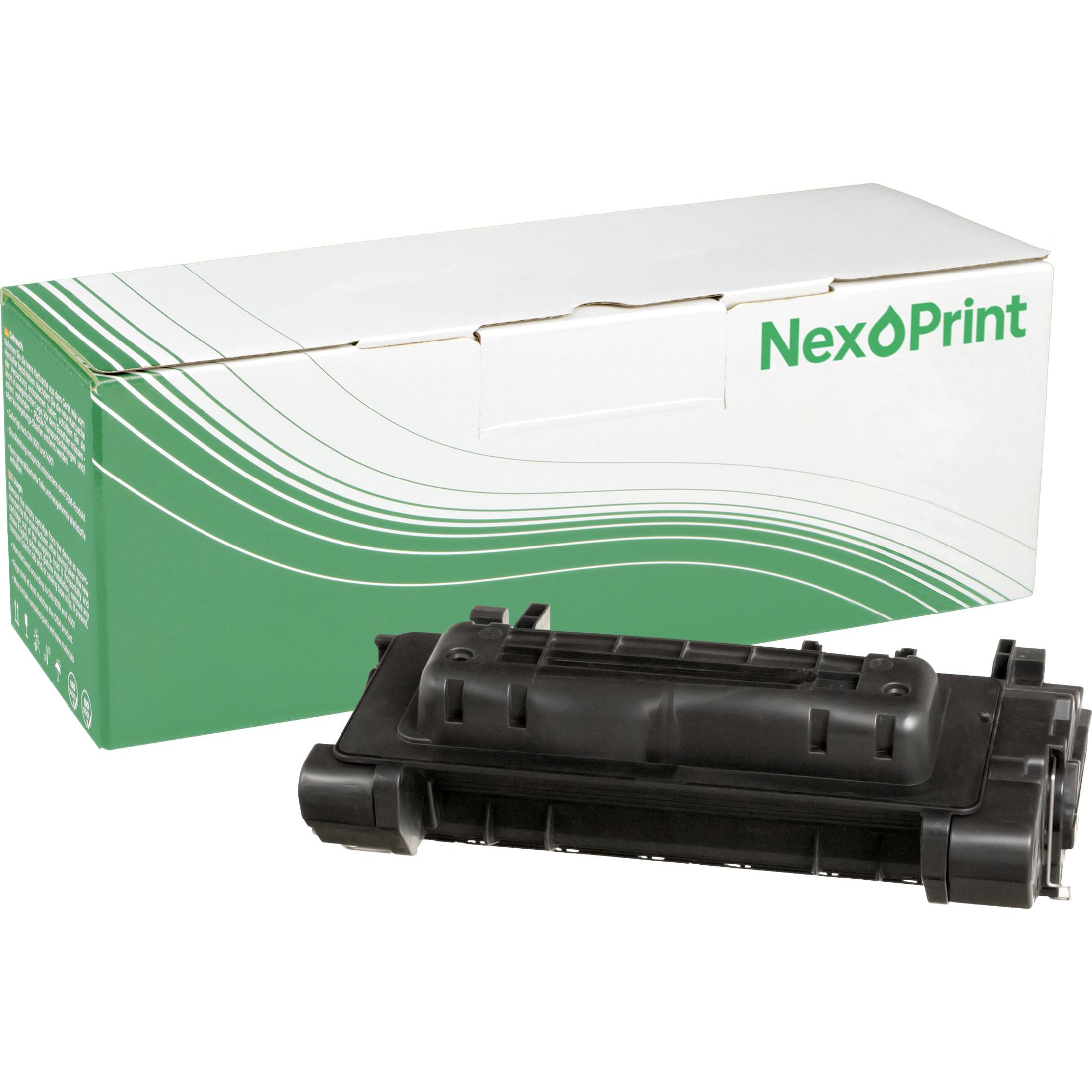 NexPrint Tonerpatrone vor einer grün-weißen Schachtel mit Branding.