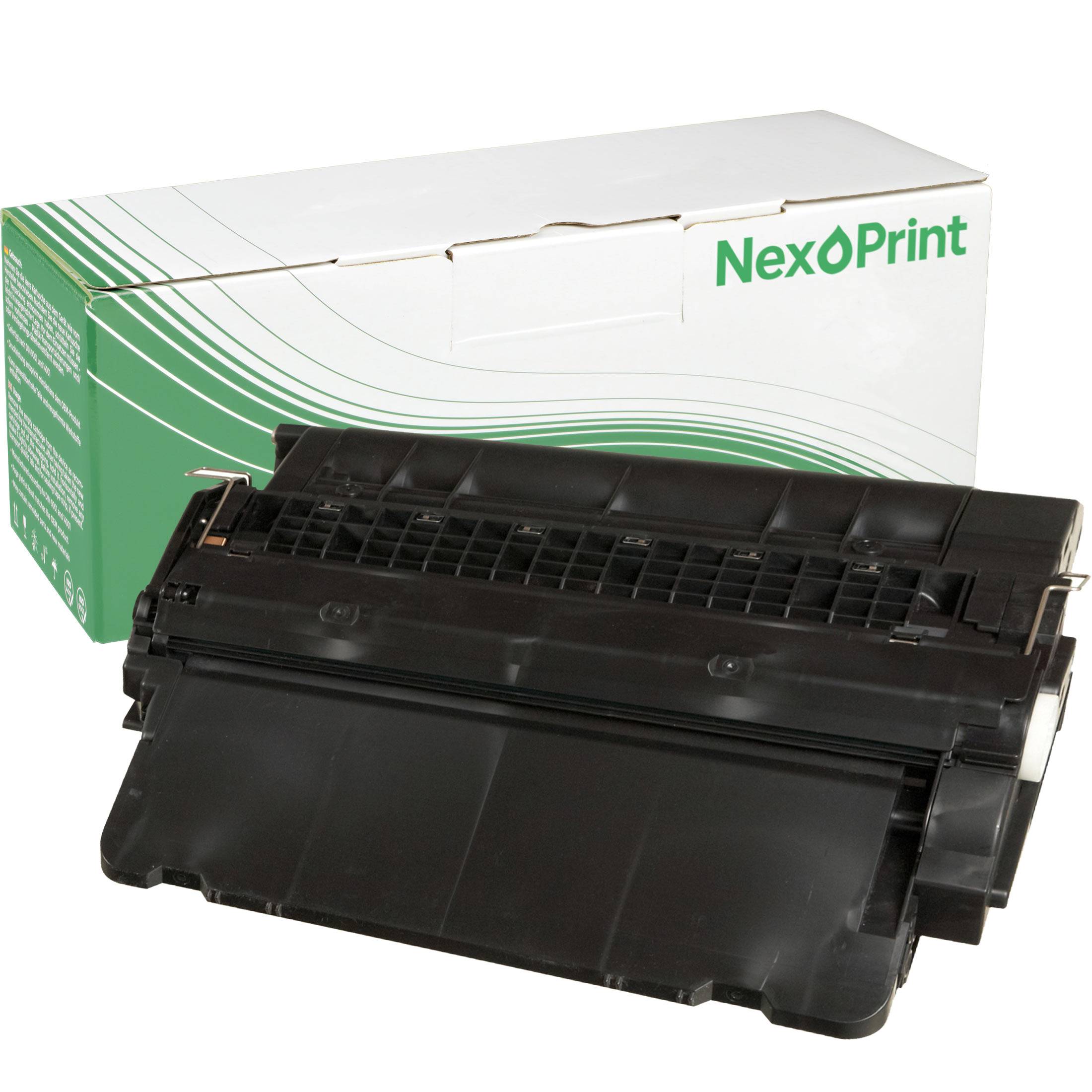 Schwarze Tonerpatrone und Verpackungskarton mit der Bezeichnung „NexPrint