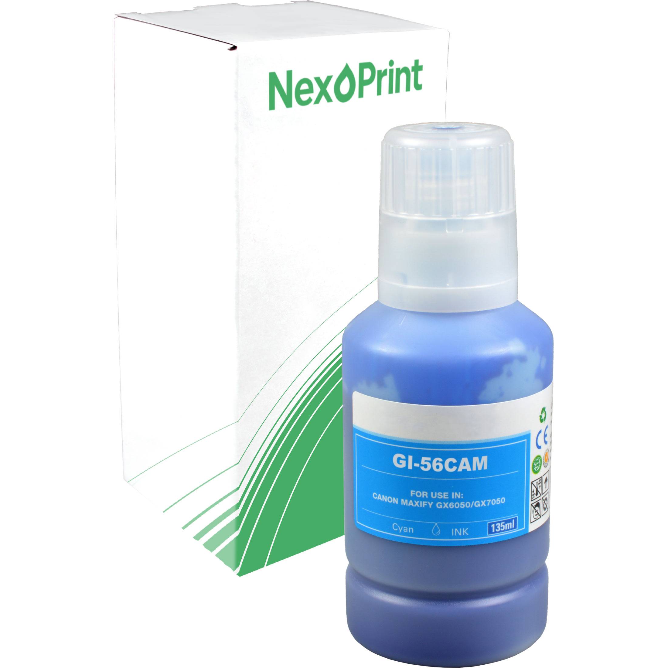 Eine Flasche Cyan-Tinte mit der Aufschrift 