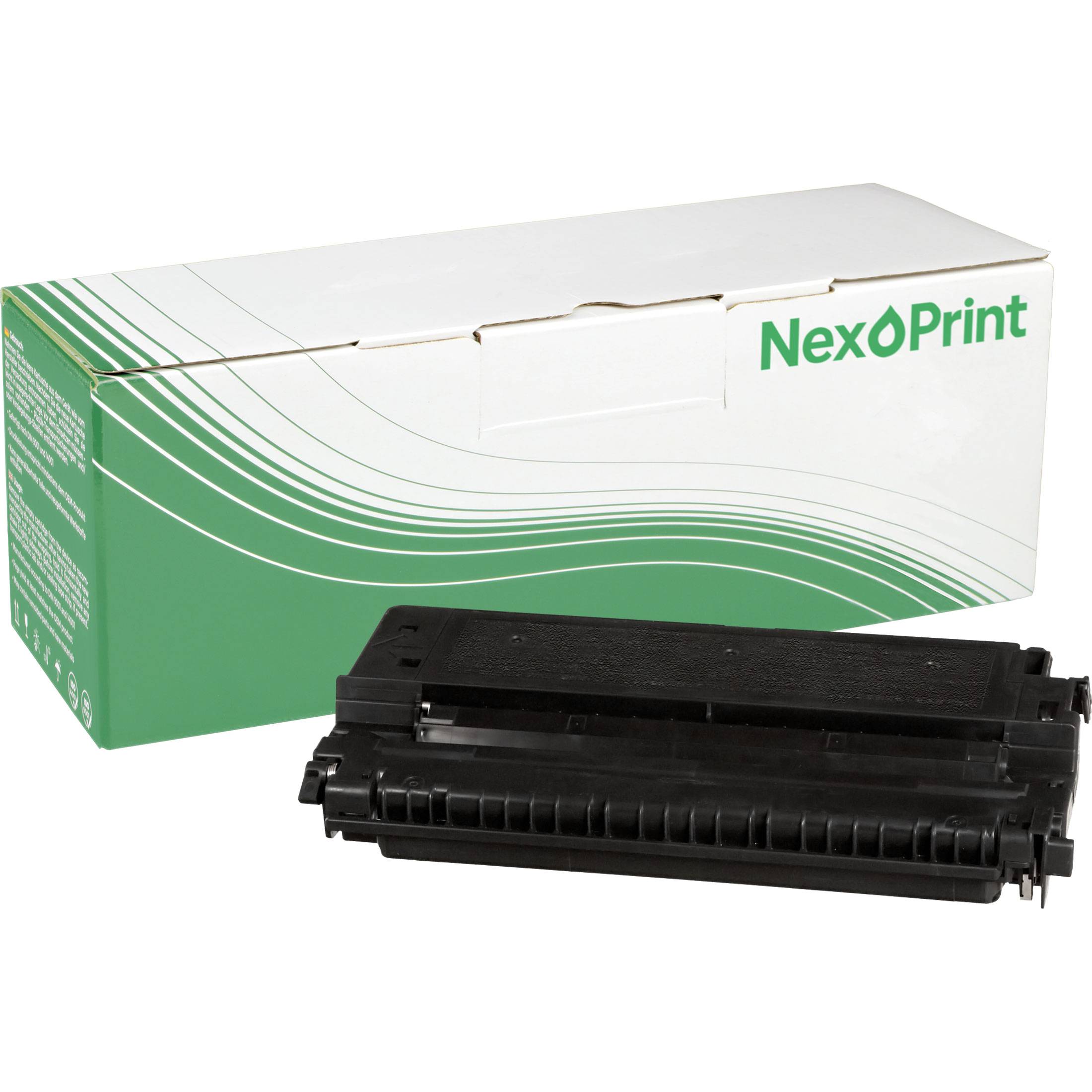NexOPrint' Tonerkartusche und ihre grüne und weiße Verpackungsbox.