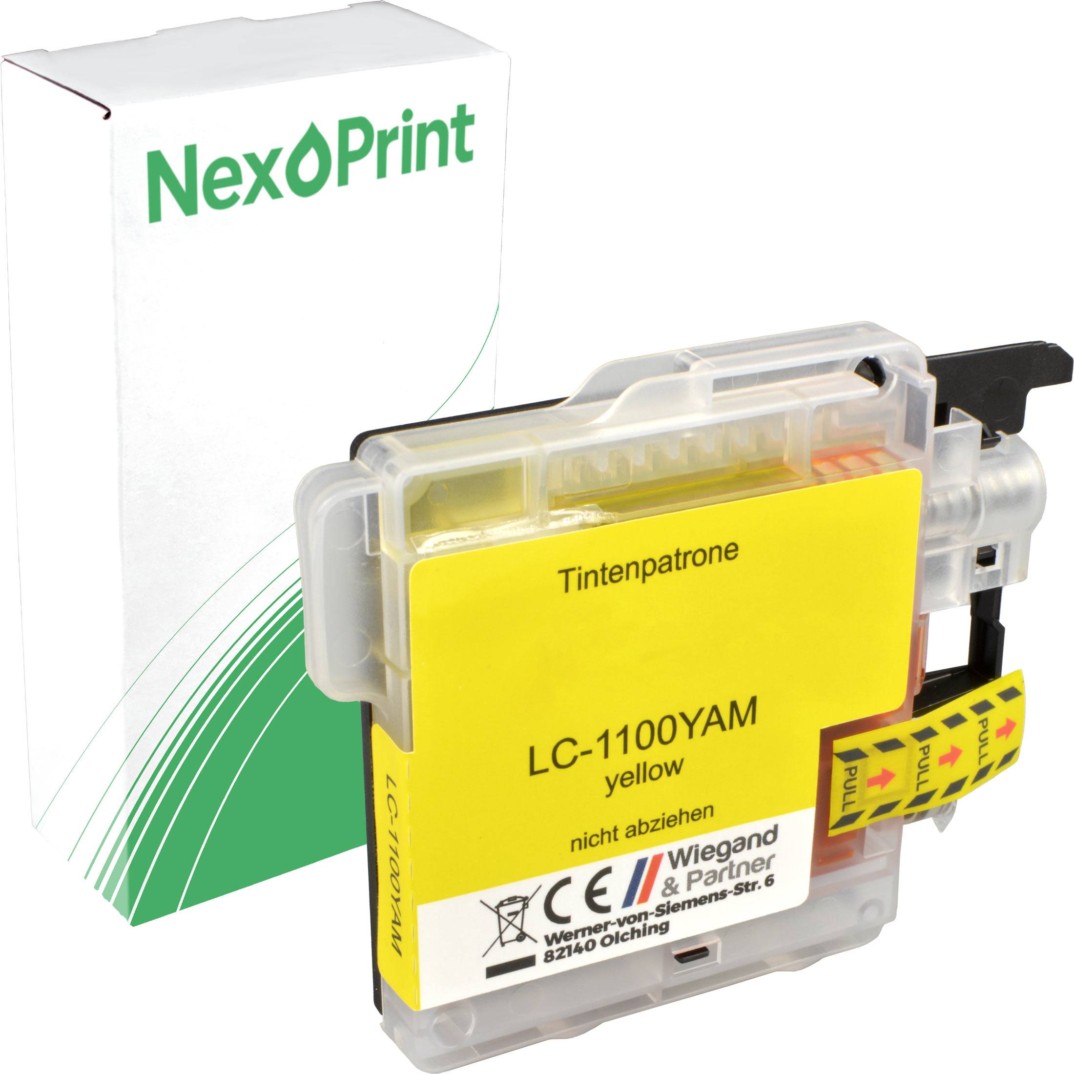 Eine gelbe Druckerpatrone mit der Bezeichnung 