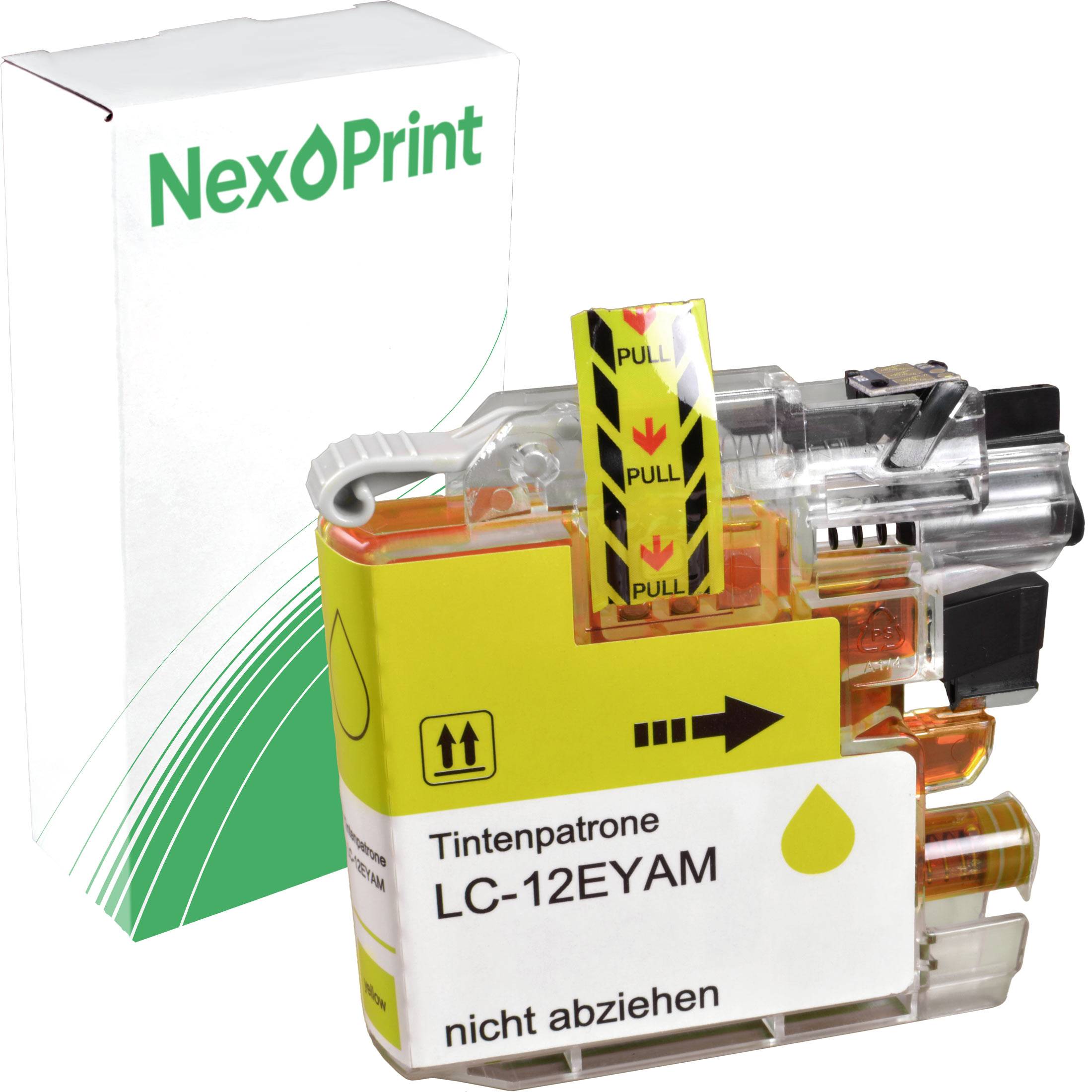 NexPrint Tintenpatrone LC-12EYAM mit gelber Beschriftung, gekennzeichnet mit 