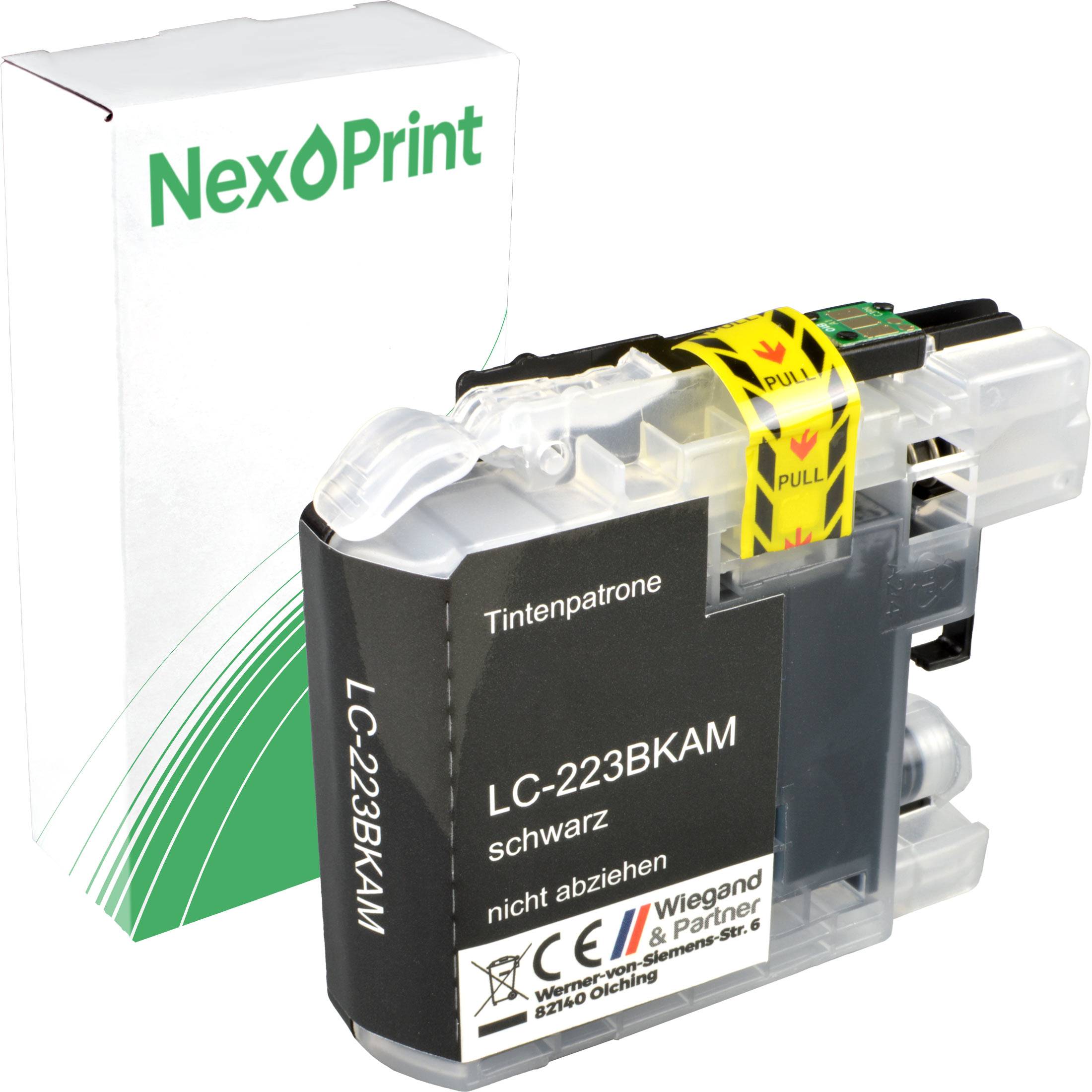 NexPrint LC-223BKAM' Tintenpatrone mit Verpackungskarton.