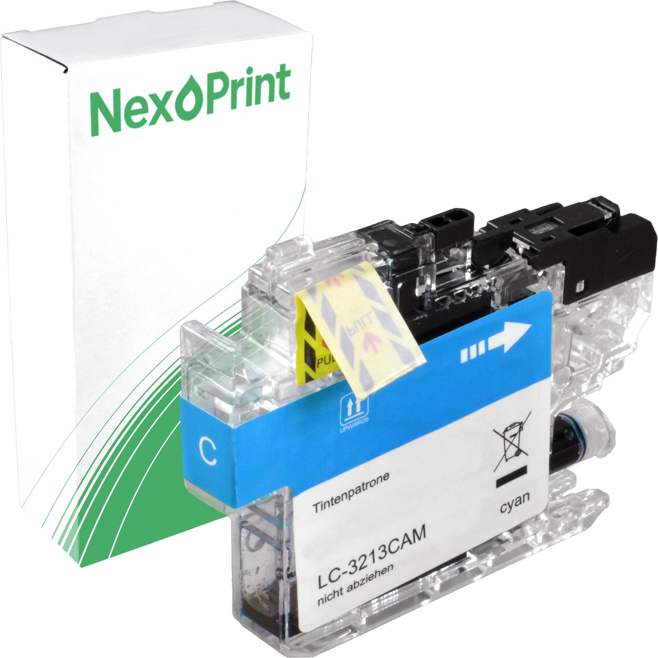 Cyan-Tintenpatrone mit NexPrint-Verpackung.