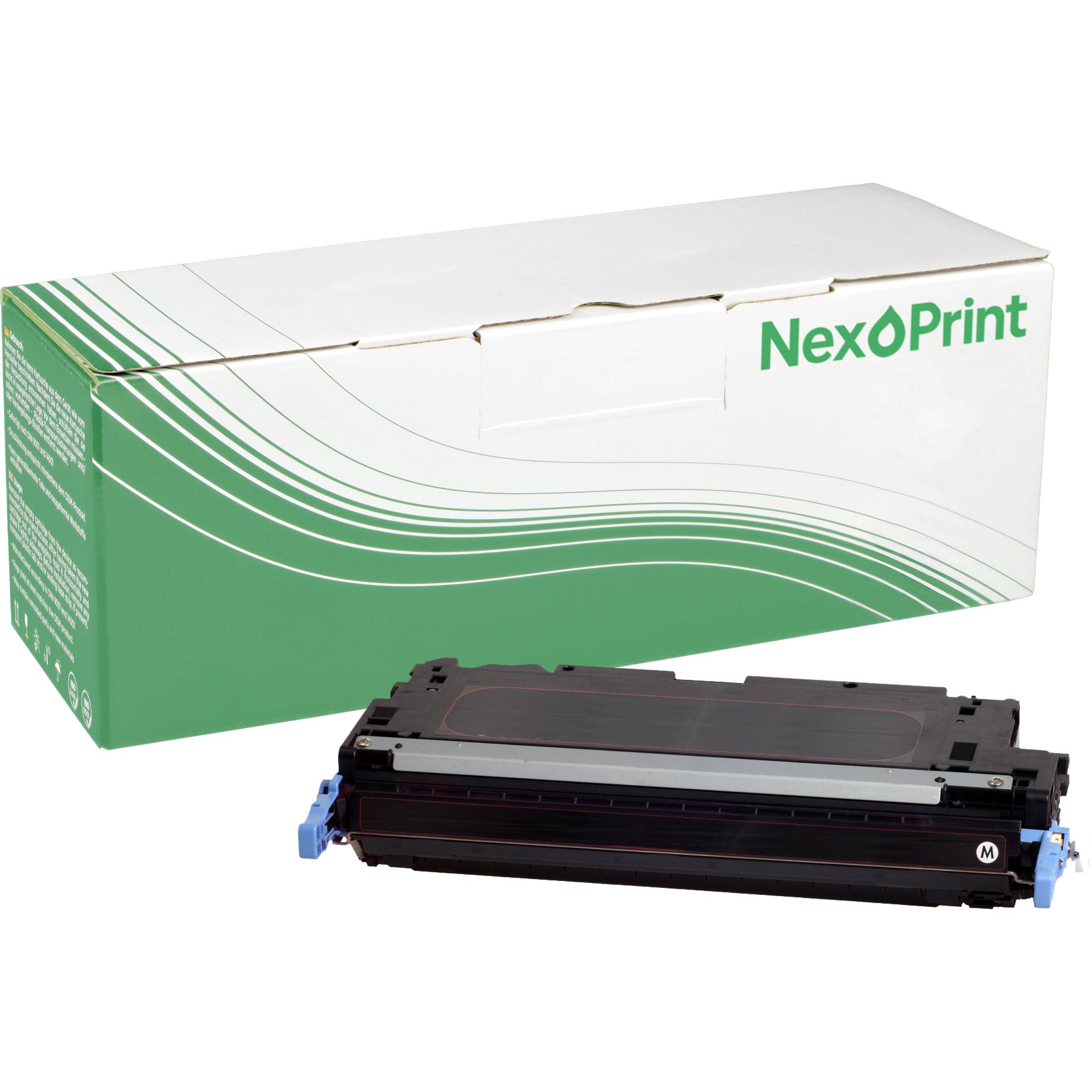 Eine Druckertonerpatrone und ihre Verpackungsschachtel mit der Bezeichnung „NexoPrint