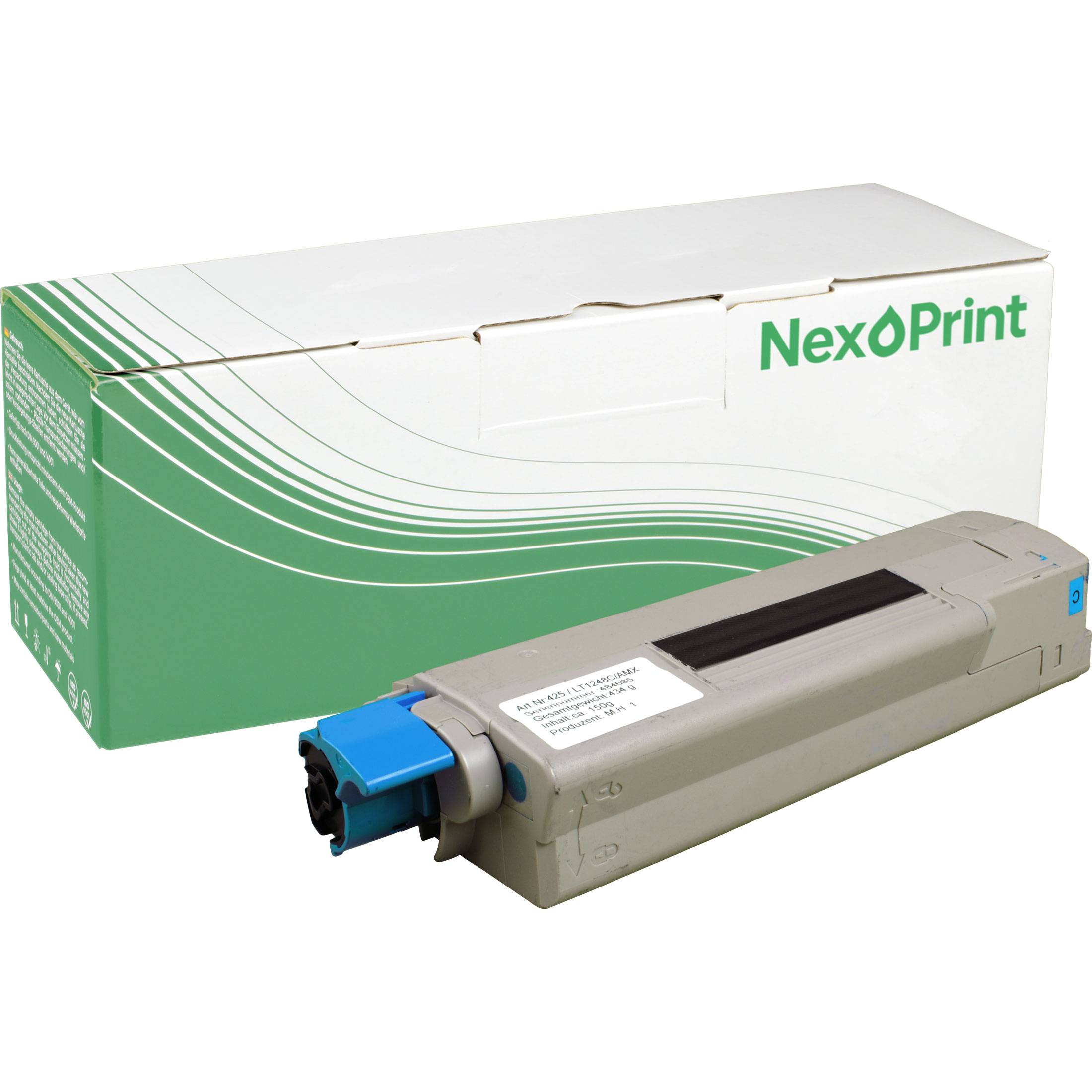 NexPrint Tonerpatrone und Verpackung, zeigt das für Farblaserdrucker entwickelte Produkt.