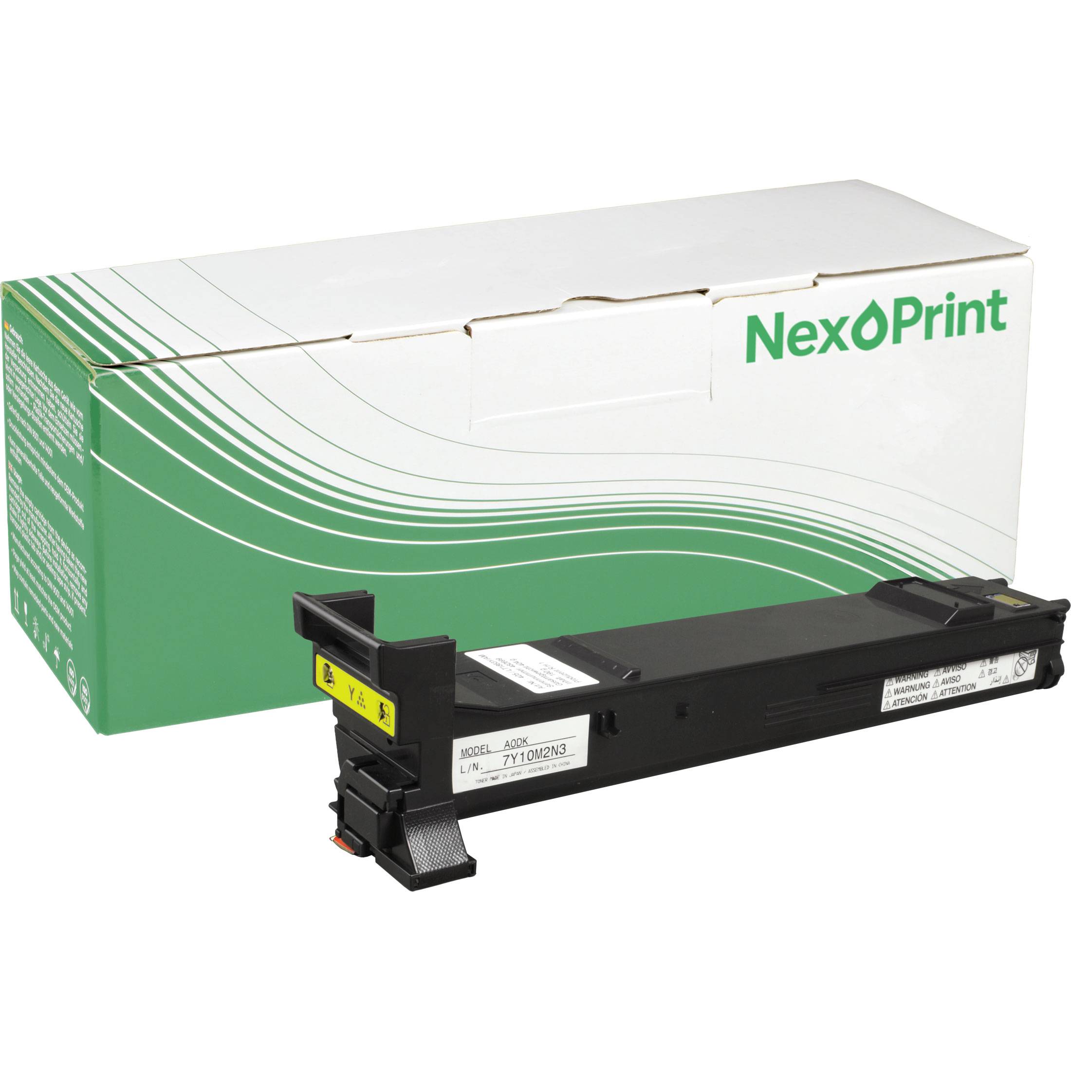 Tonerpatrone in einer NexPrint-Markenbox. Die Patrone ist mit „TK-1102PNL