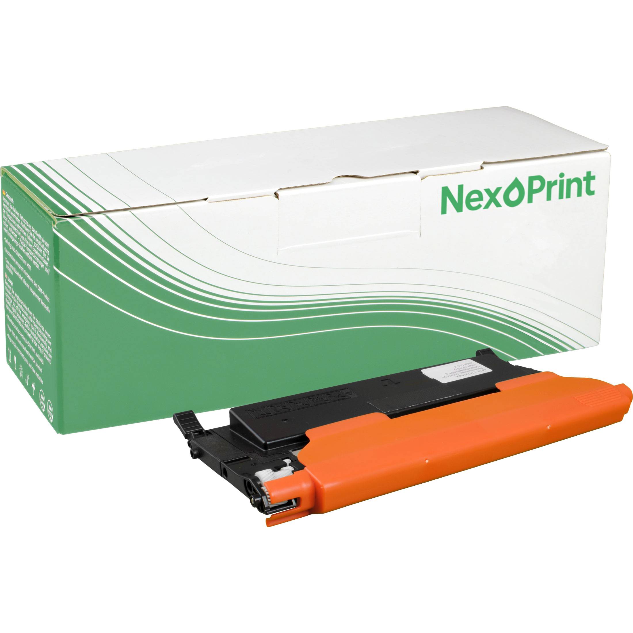 Druckertoner-Patrone in rechteckiger Schachtel mit der Bezeichnung „NexoPrint