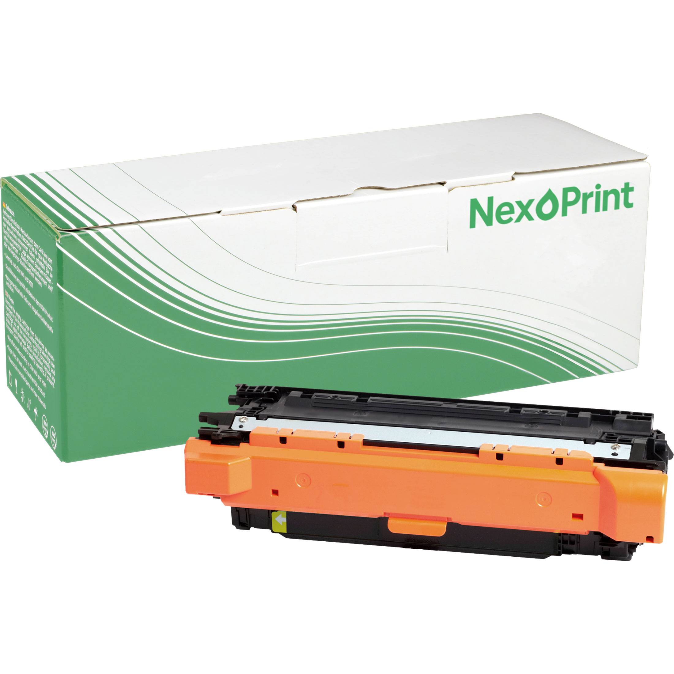 NexoPrint-Tonerpatrone mit Verpackung. Die Schachtel hat ein grünes und weißes Design mit dem prominently angezeigten Produktnamen.