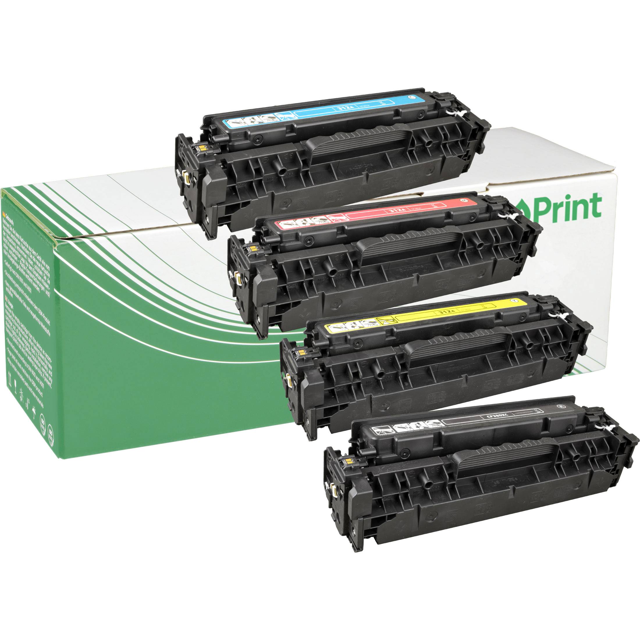 Schwarze Tonerkartusche vor einer mit „NexoPrint