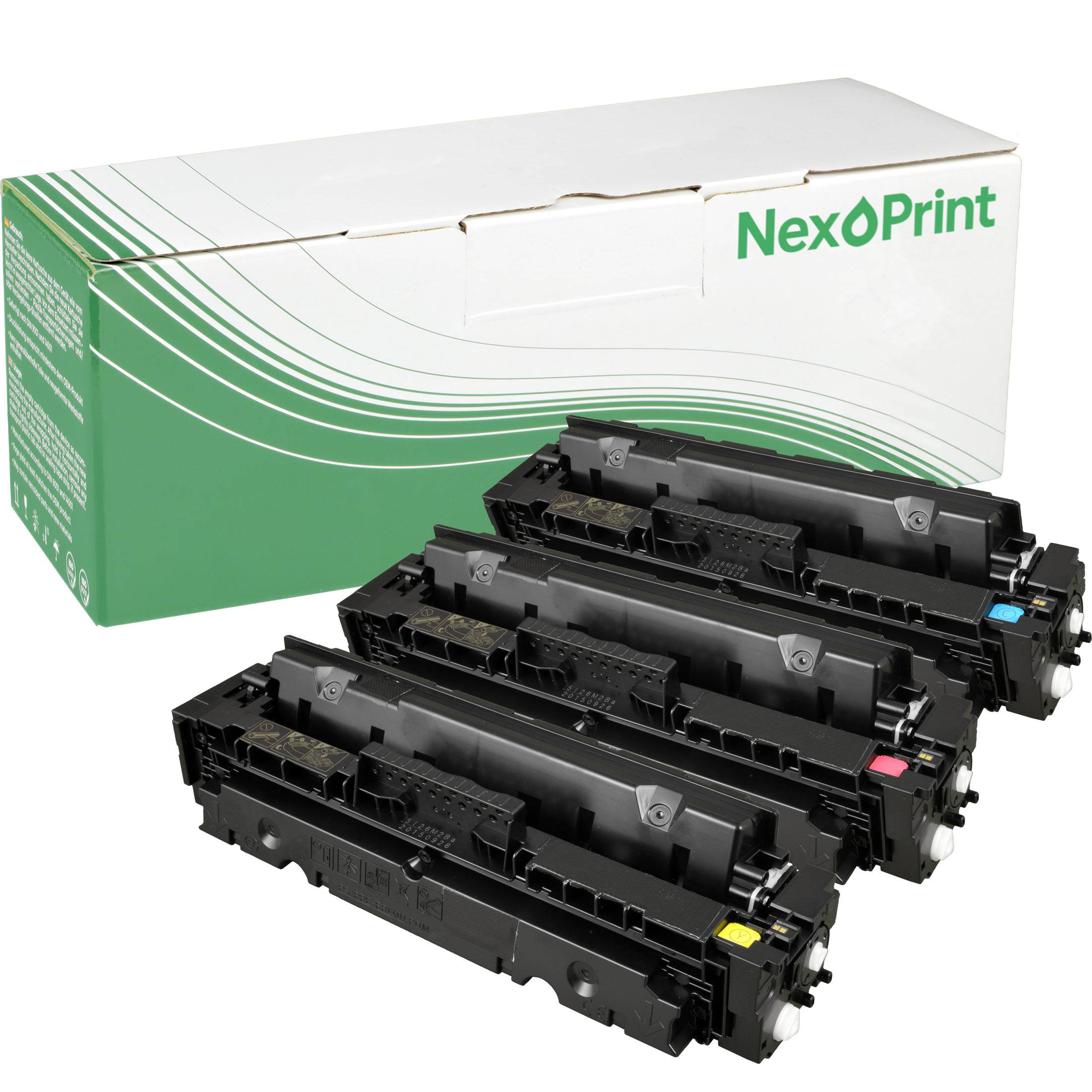 Druckertonerkassette neben ihrer Verpackungsbox mit der Bezeichnung „NexOPrint