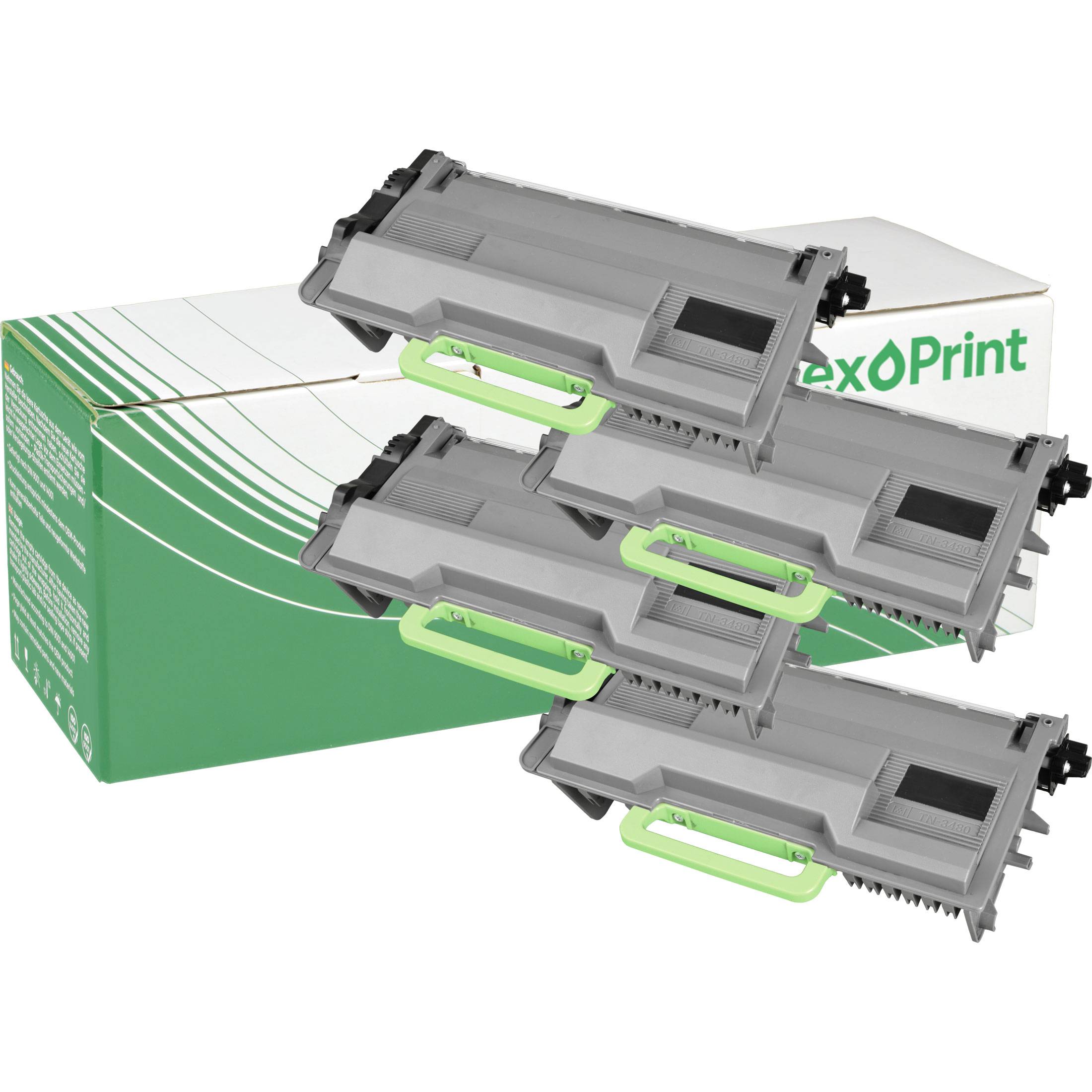 Schwarze Tonerpatrone mit NexOPrint-Box, mit grünem und weißem Design.