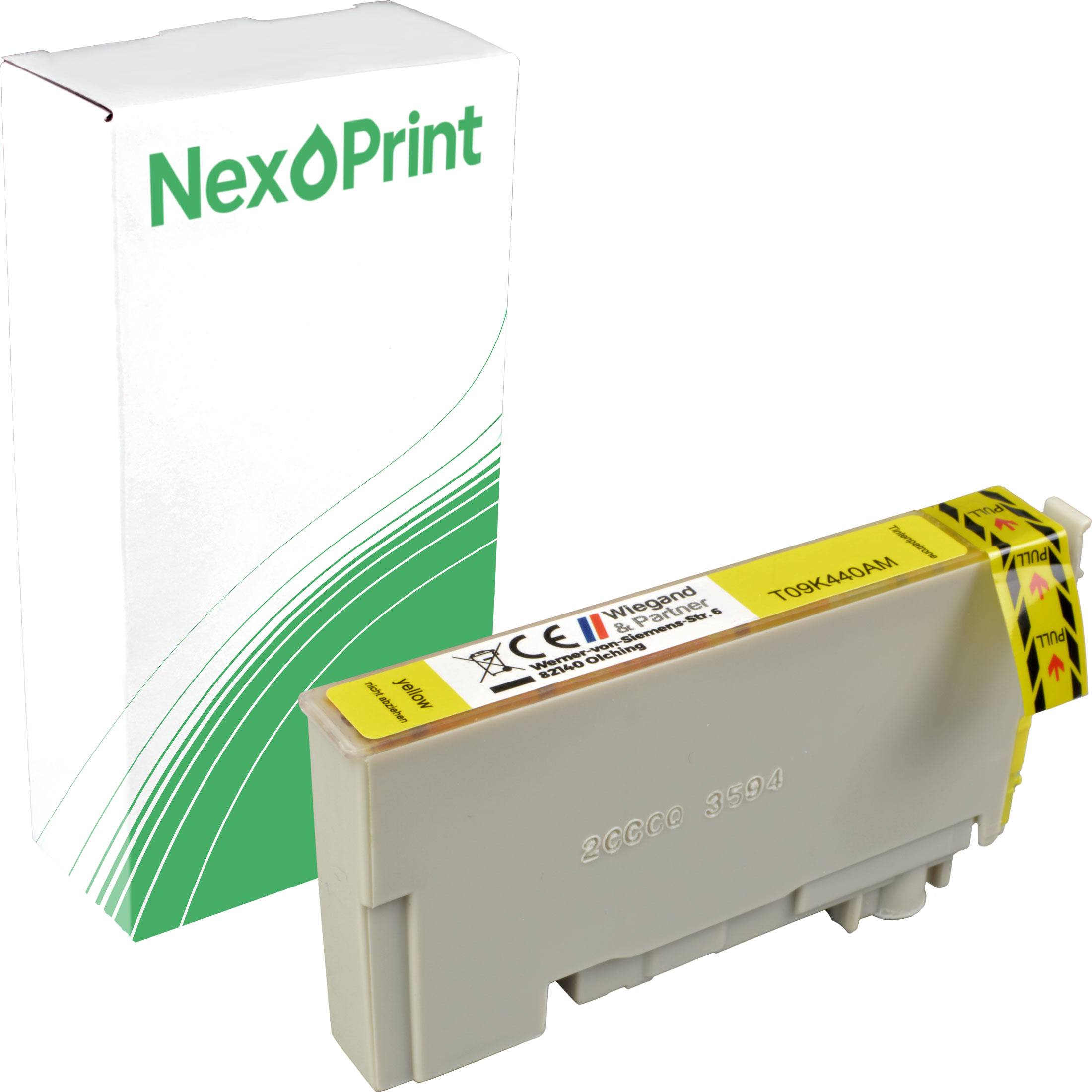 Tonerkartusche der Marke 'NexPrint' für OKI, mit sichtbaren CE- und WEEE-Konformitätssymbolen auf der Verpackung.