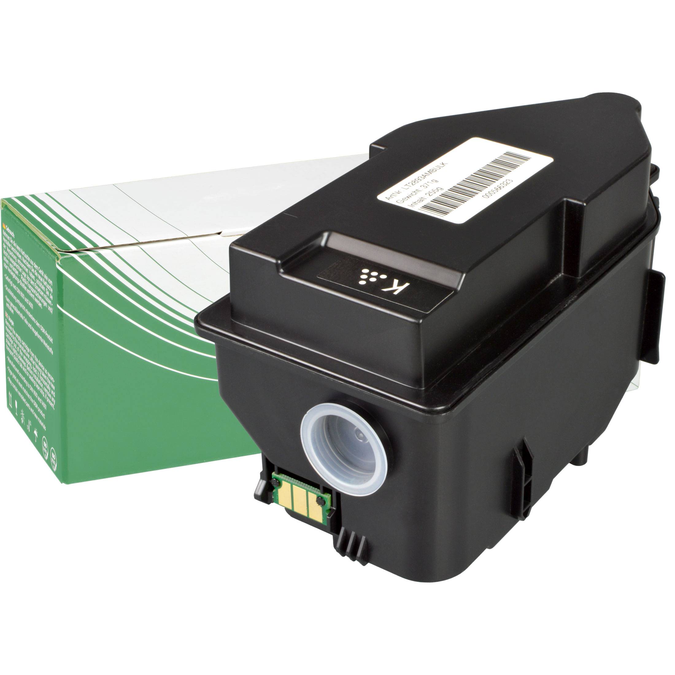 Eine blaue NexPrint-Tonerkartusche mit ihrer grünen und weißen Verpackung wird angezeigt.