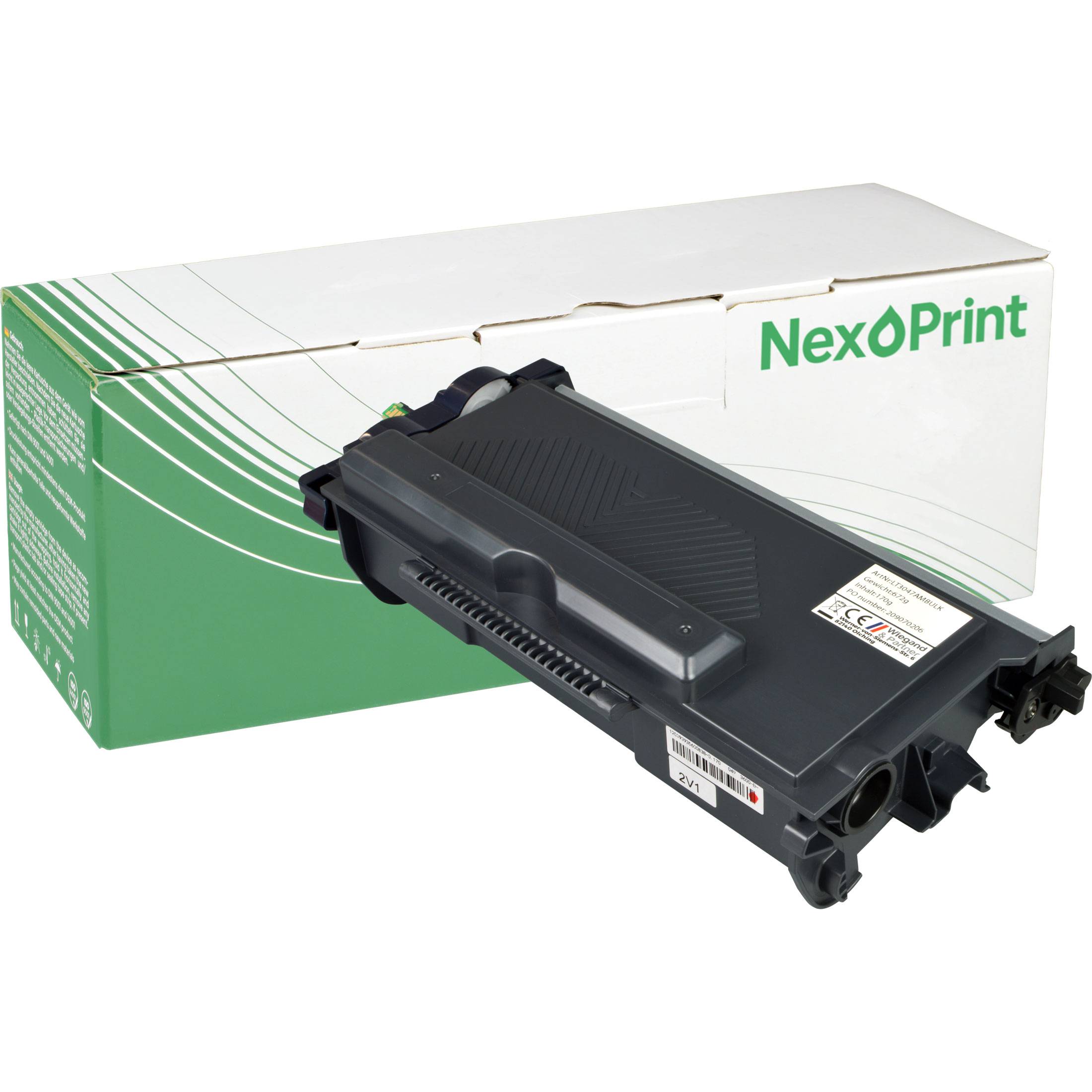 Druckertonerkassette mit einer Schachtel, die mit 