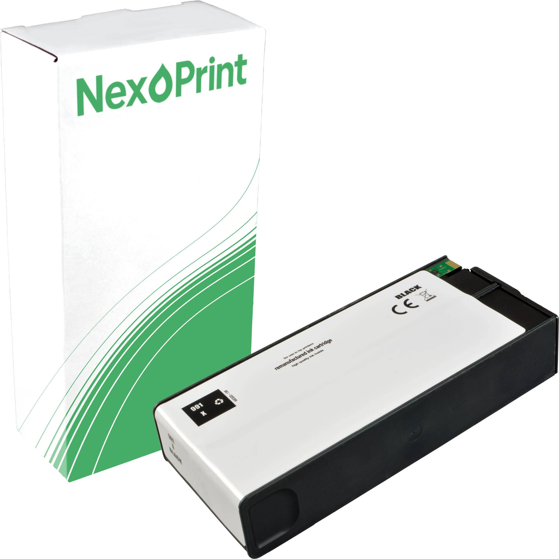 NexPrint' Tintenpatrone und Verpackung, die das Produkt mit CE- und ROHS-Konformitätskennzeichnungen neben der Verpackung zeigt.