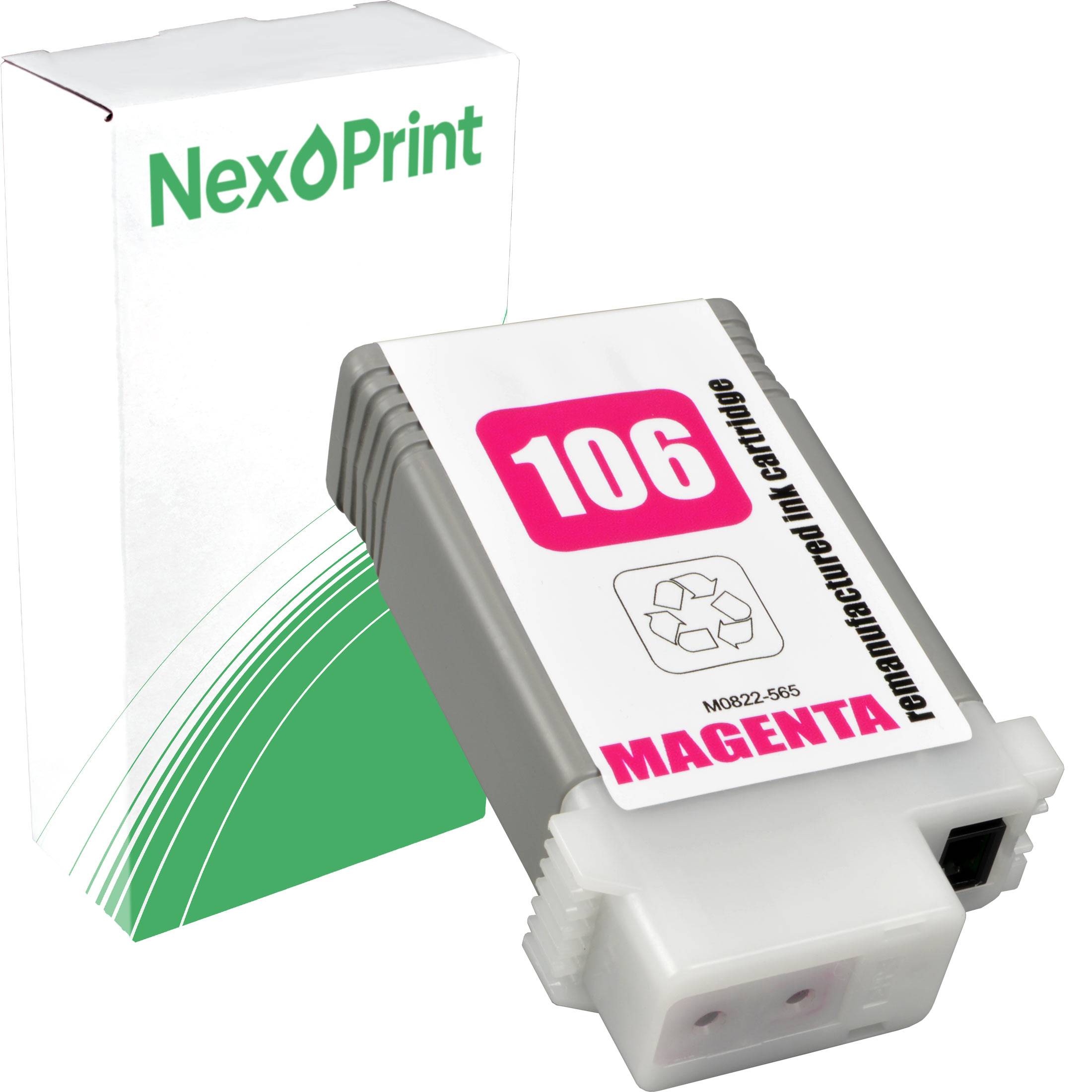 Eine Druckerpatronen-Patrone mit der Aufschrift „MAGENTA 106