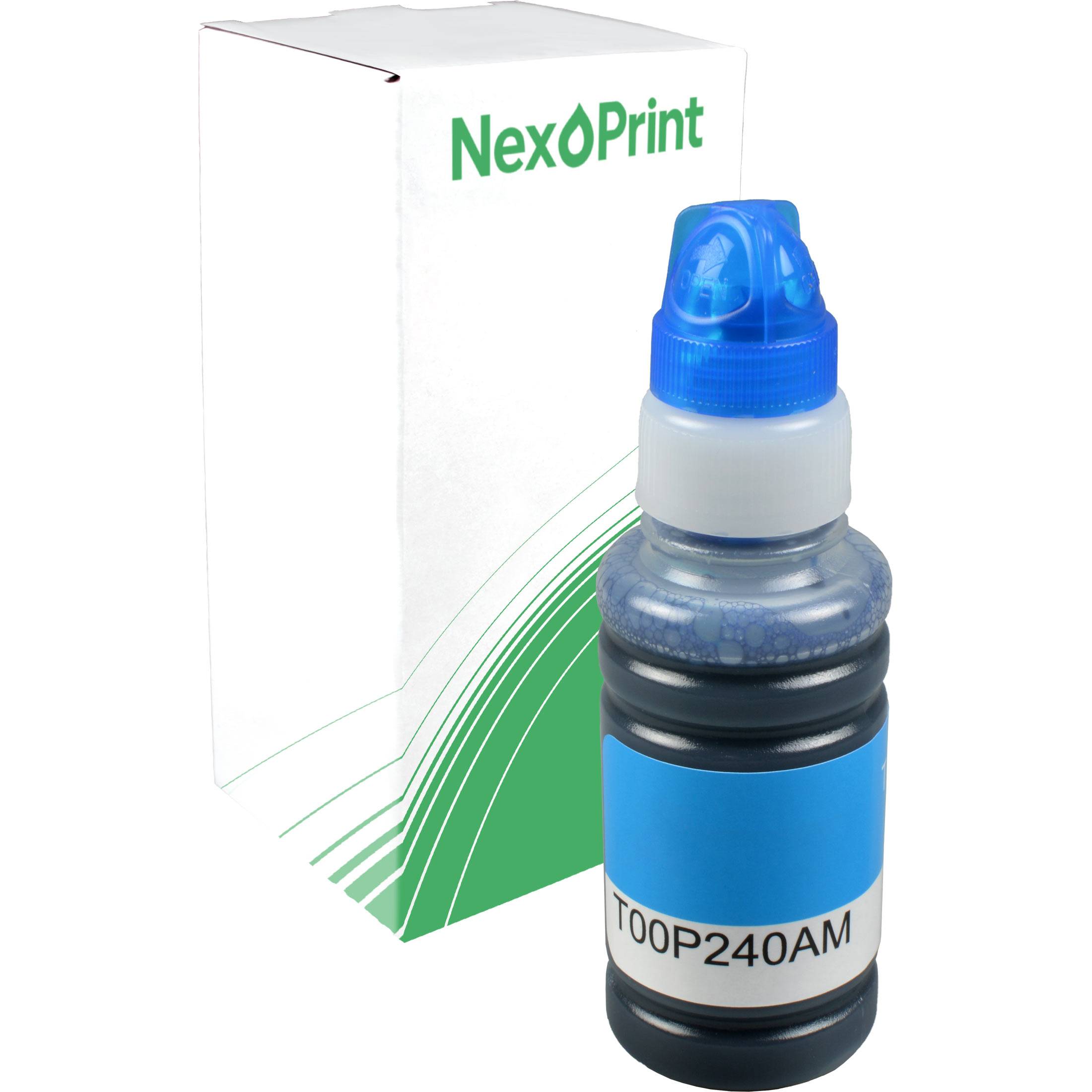 Eine schwarze Druckerpatrone mit der Bezeichnung T00P240AM vor einer weiß-grünen NexPrint-Verpackung.