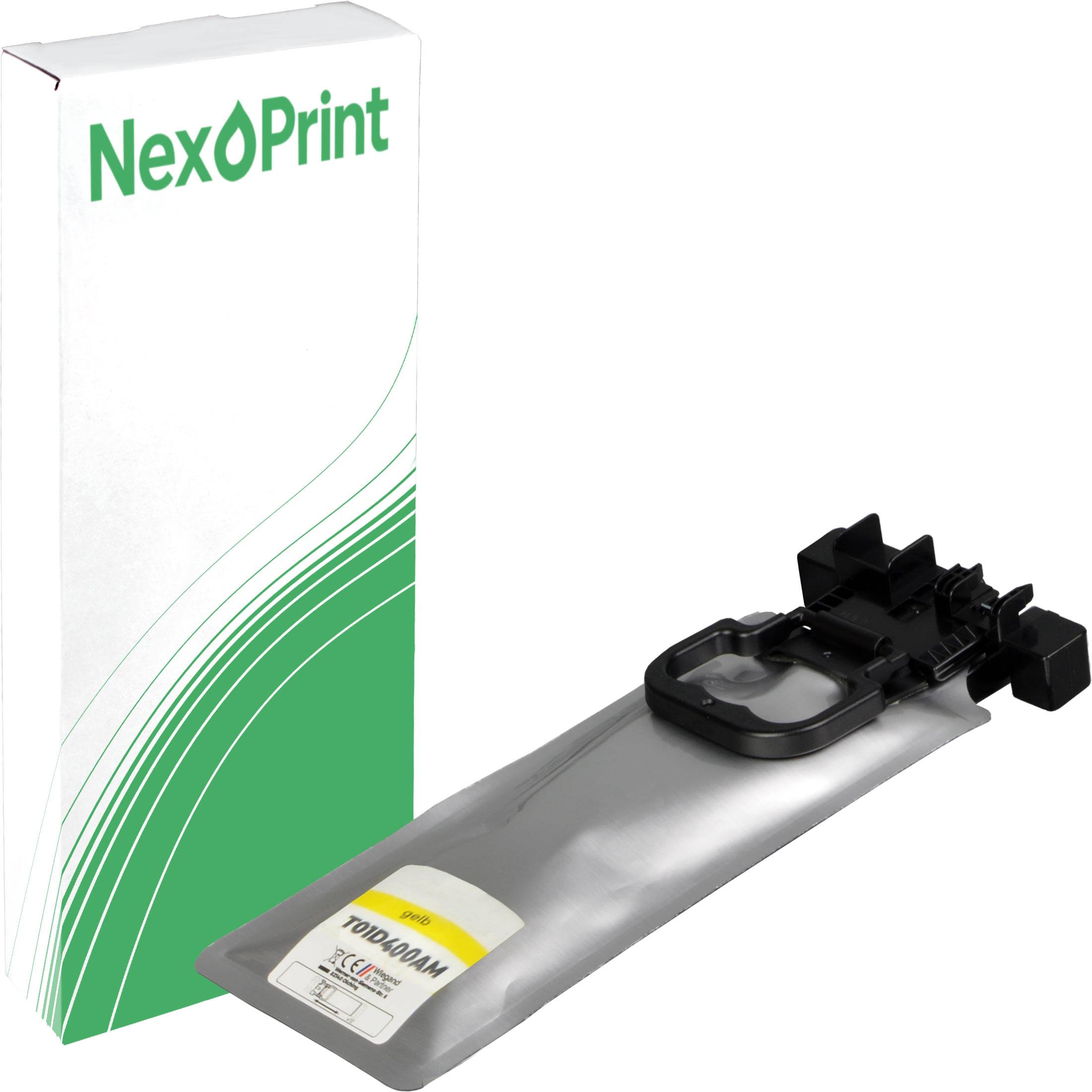 NexPrint Tintenpatrone mit Verpackung, mit grün-weißem Design.