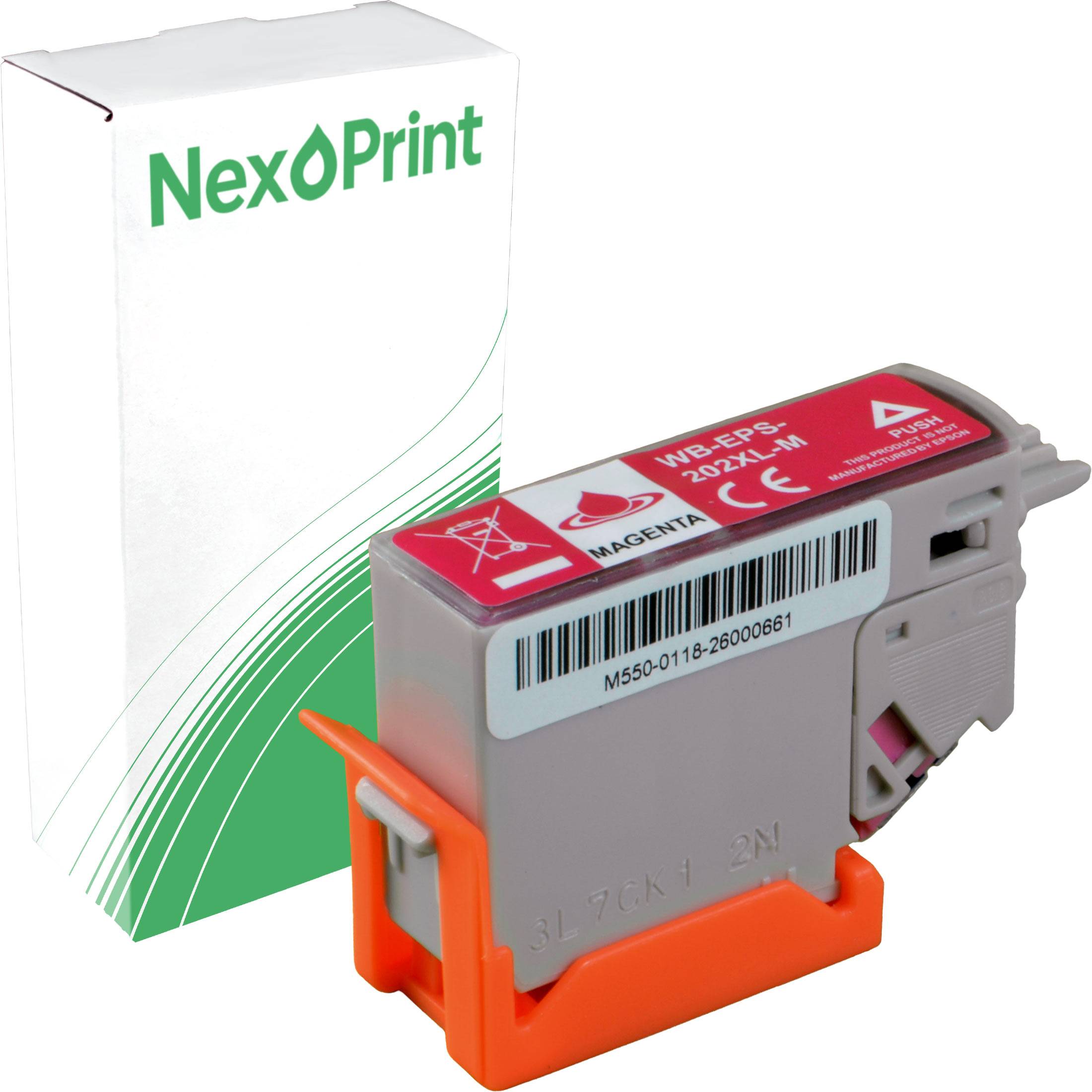 Magenta-Tintenpatrone für NexPrint-Drucker mit Verpackung.