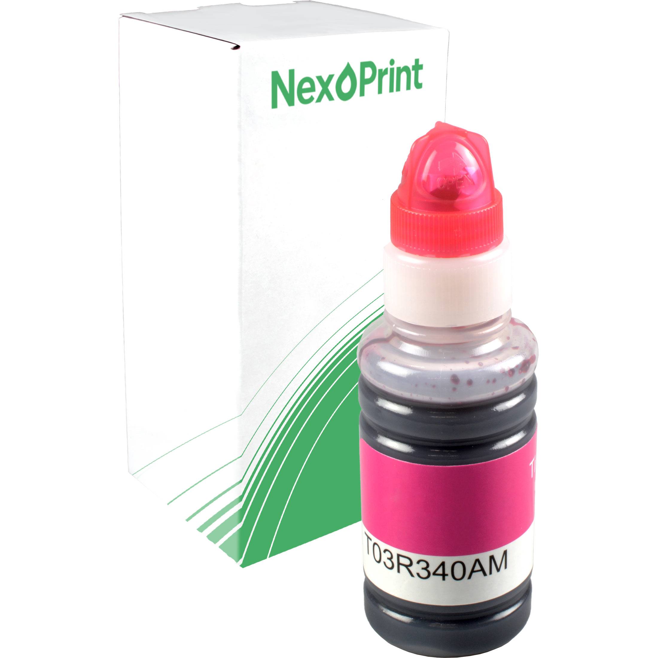 Eine Flasche Magenta-Tinte mit der Bezeichnung 