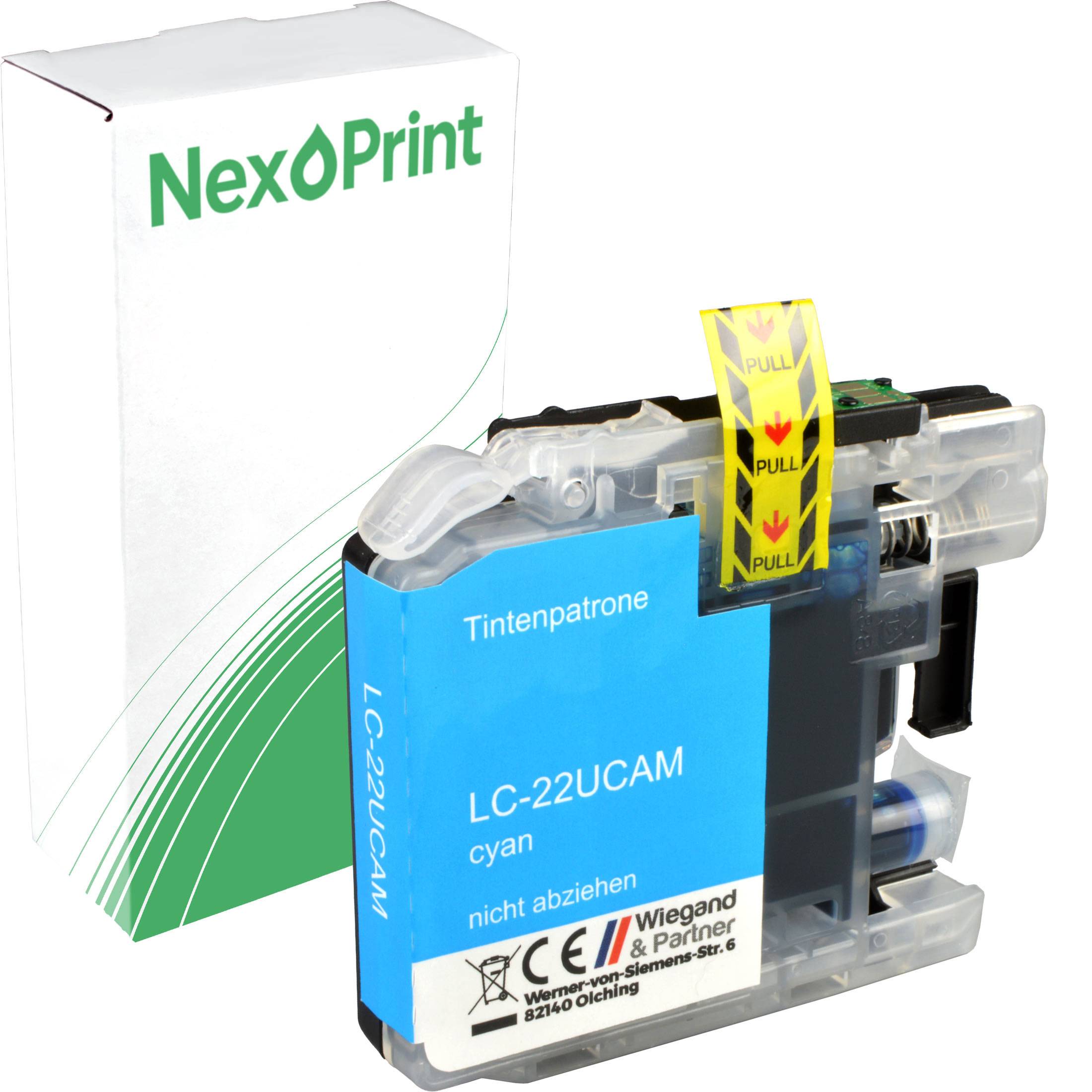 Tintenpatrone mit Bezeichnung „LC-22UCAM cyan