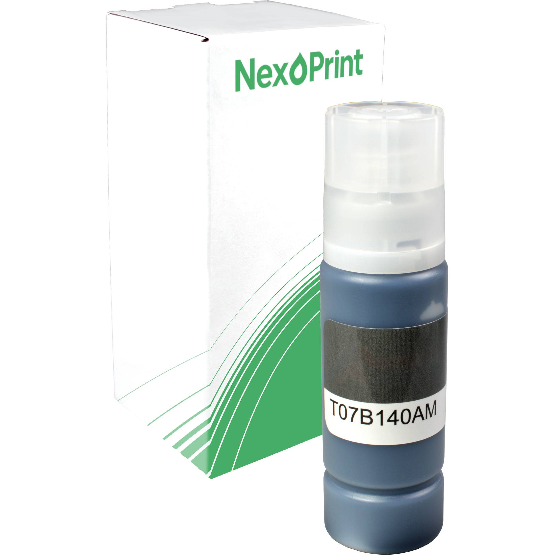 Tintenflasche mit der Bezeichnung 'T07B140AM' neben einer NexPrint-Box.