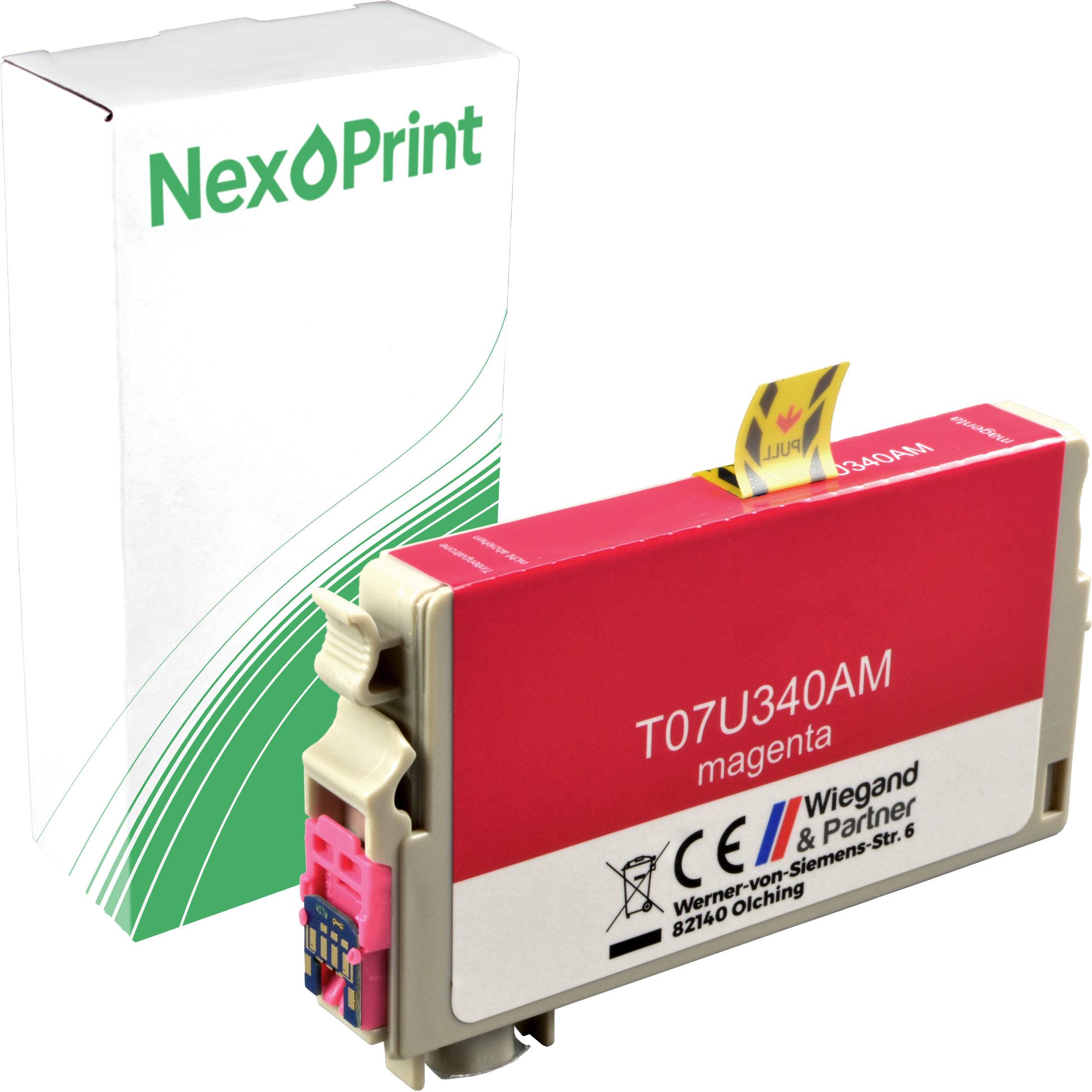 NexoPrint' Marken-Tintenpatrone in Magenta, Modell T07U340AM, in Verpackung. Geeignet für Drucker, die diese Kartuschenmodell benötigen.