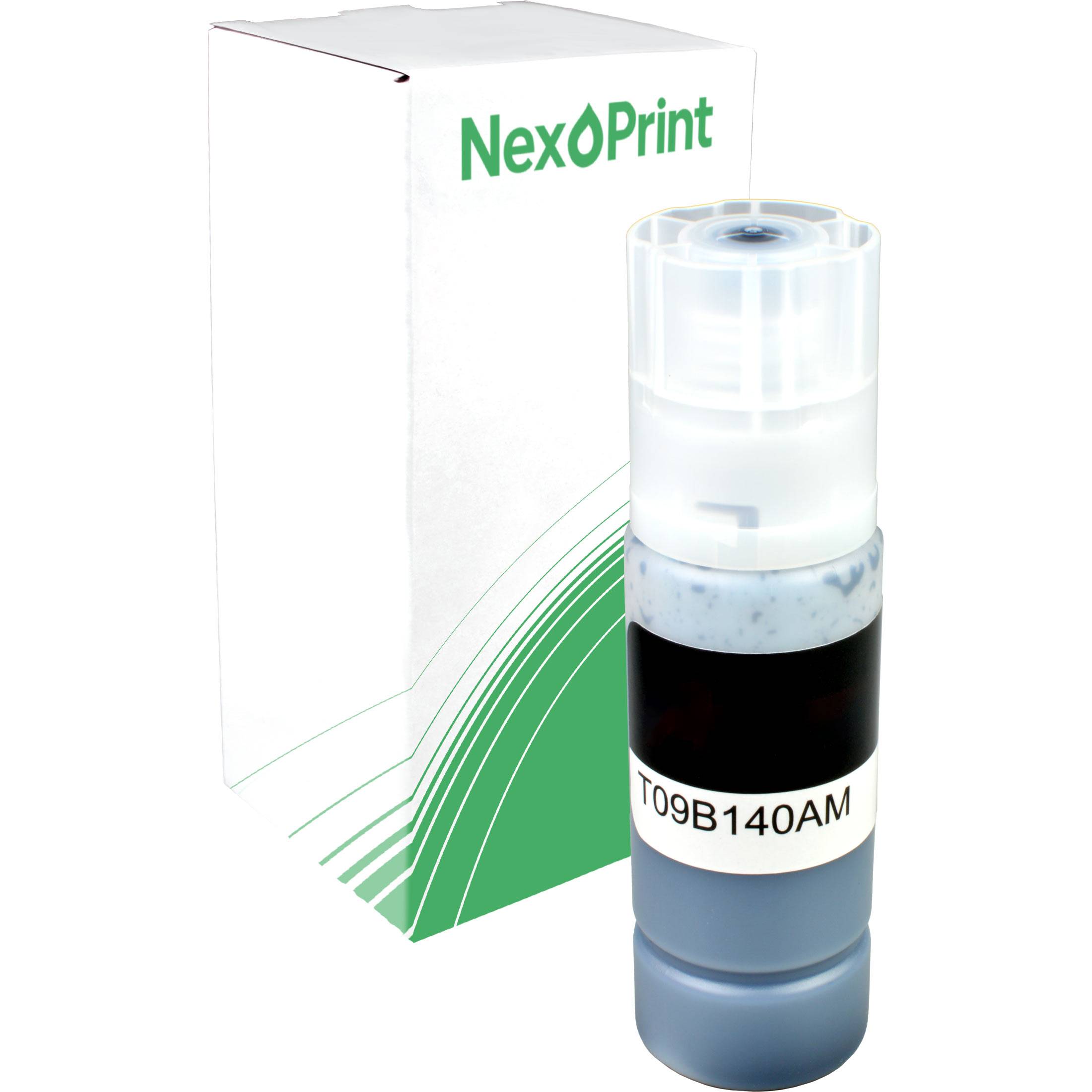 Tintenpatrone '09B140AM' vor einer NexPrint-Schachtel, die die Kompatibilität anzeigt.