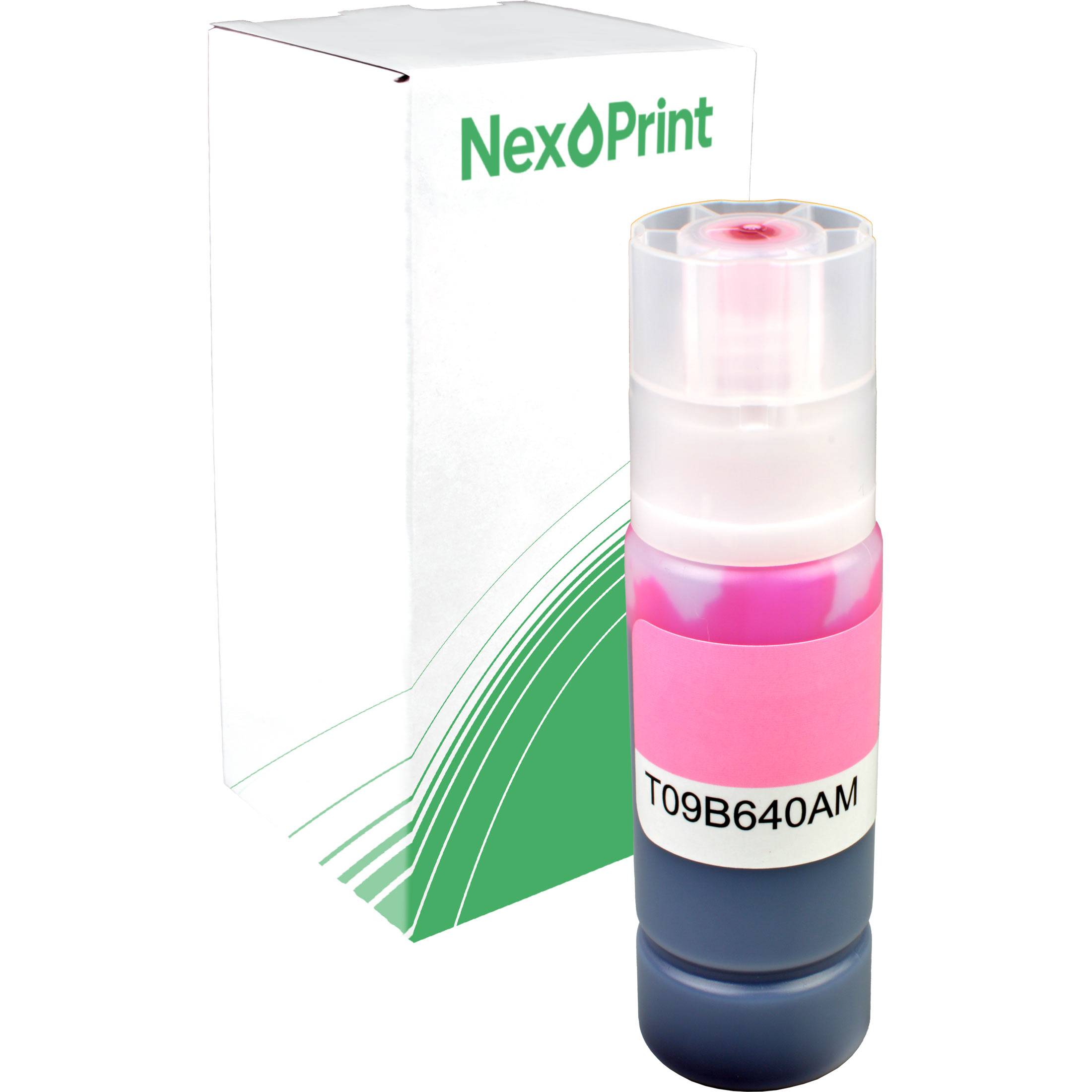 Eine Flasche magentafarbener Druckertinte mit der Bezeichnung 