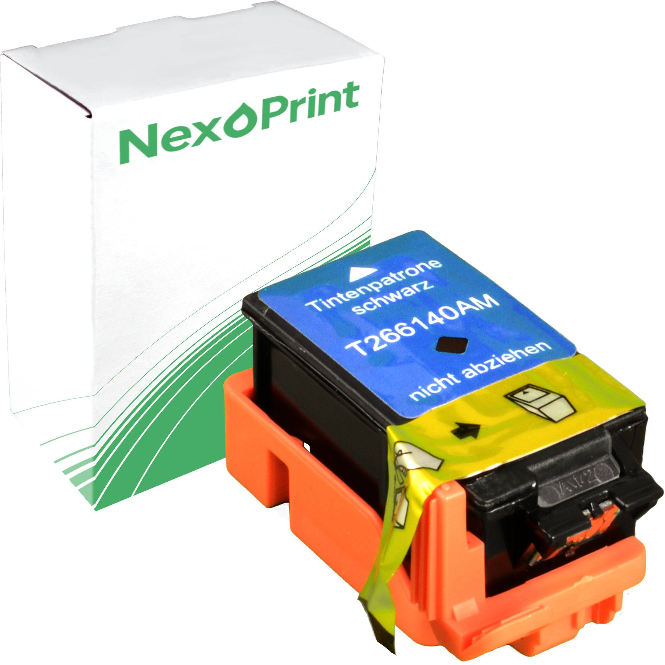 Karton und schwarze Tintenkartusche für NexPrint, Modell T266140AM, mit der Aufschrift 