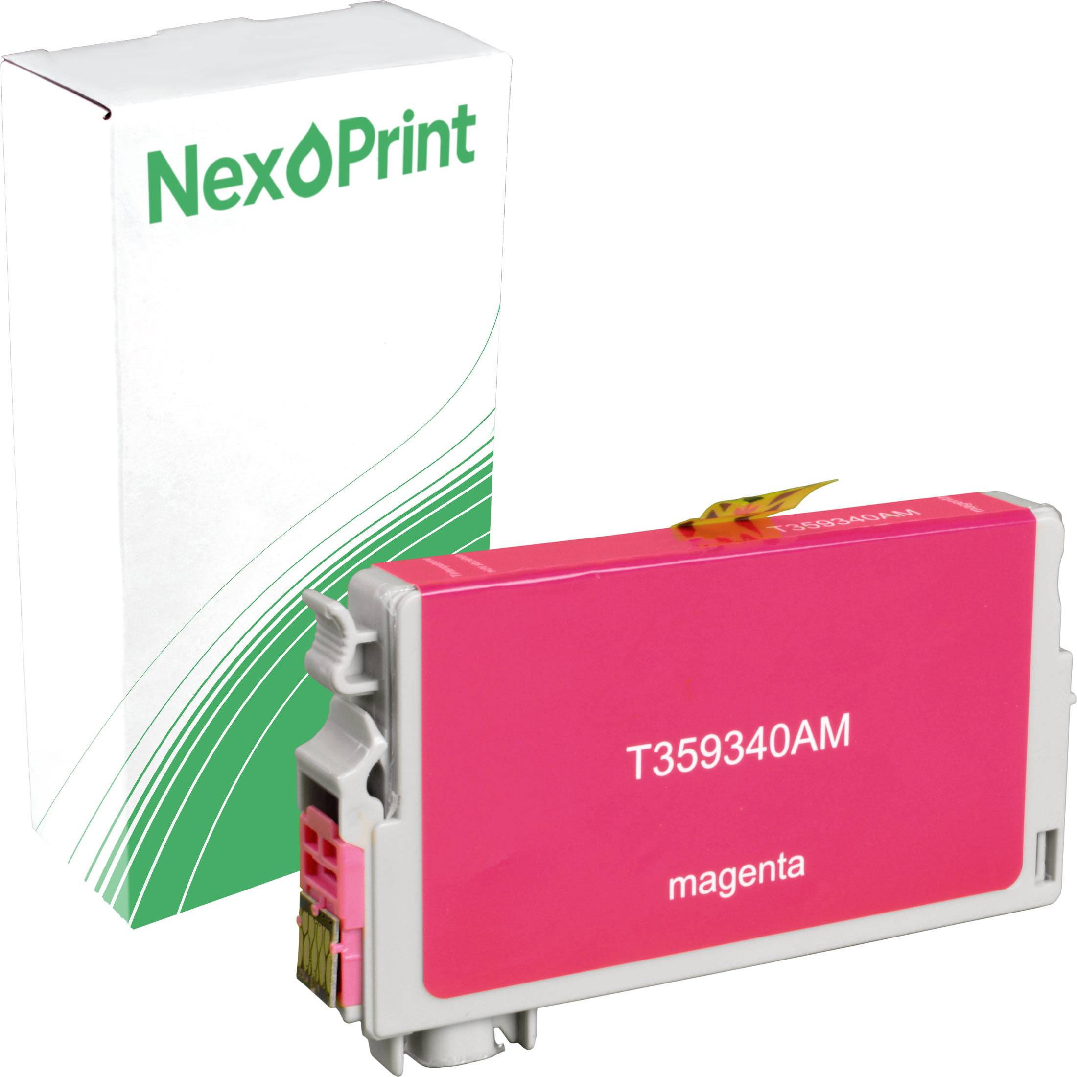 NexoPrint Magenta-Tintenpatrone T359340AM' mit Verpackung in grün-weißem Design.