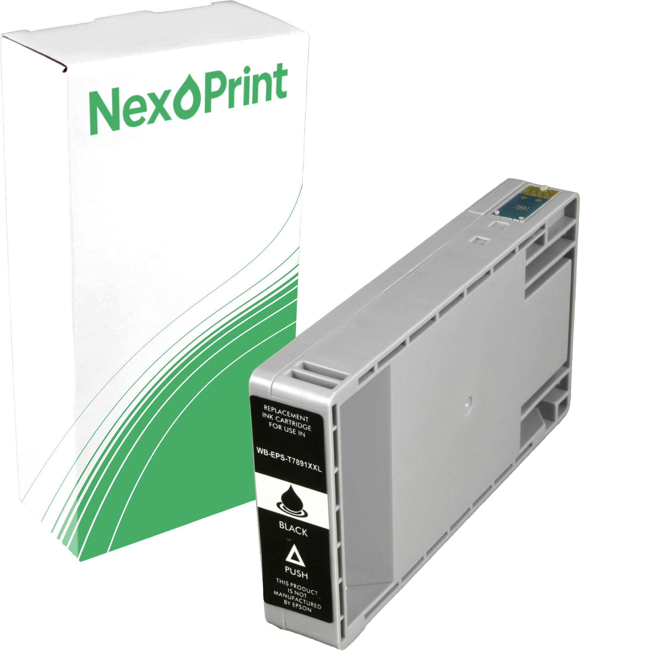 Tintenpatrone neben einer weißen Schachtel mit der Aufschrift 