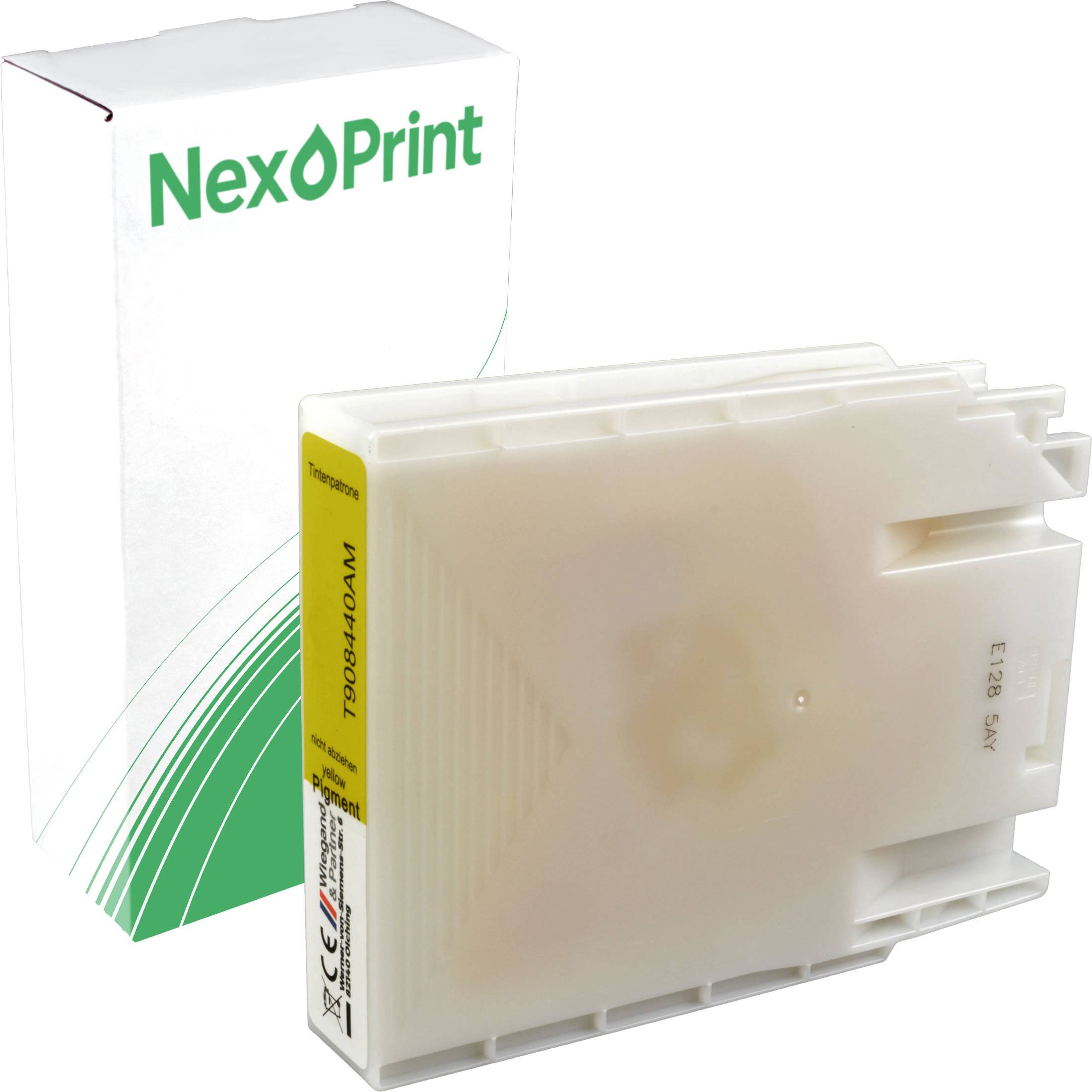 Gelbe Toner für Konica Minolta in generischer Verpackung, Marke NexPrint, kompatibel mit mehreren Modellen.