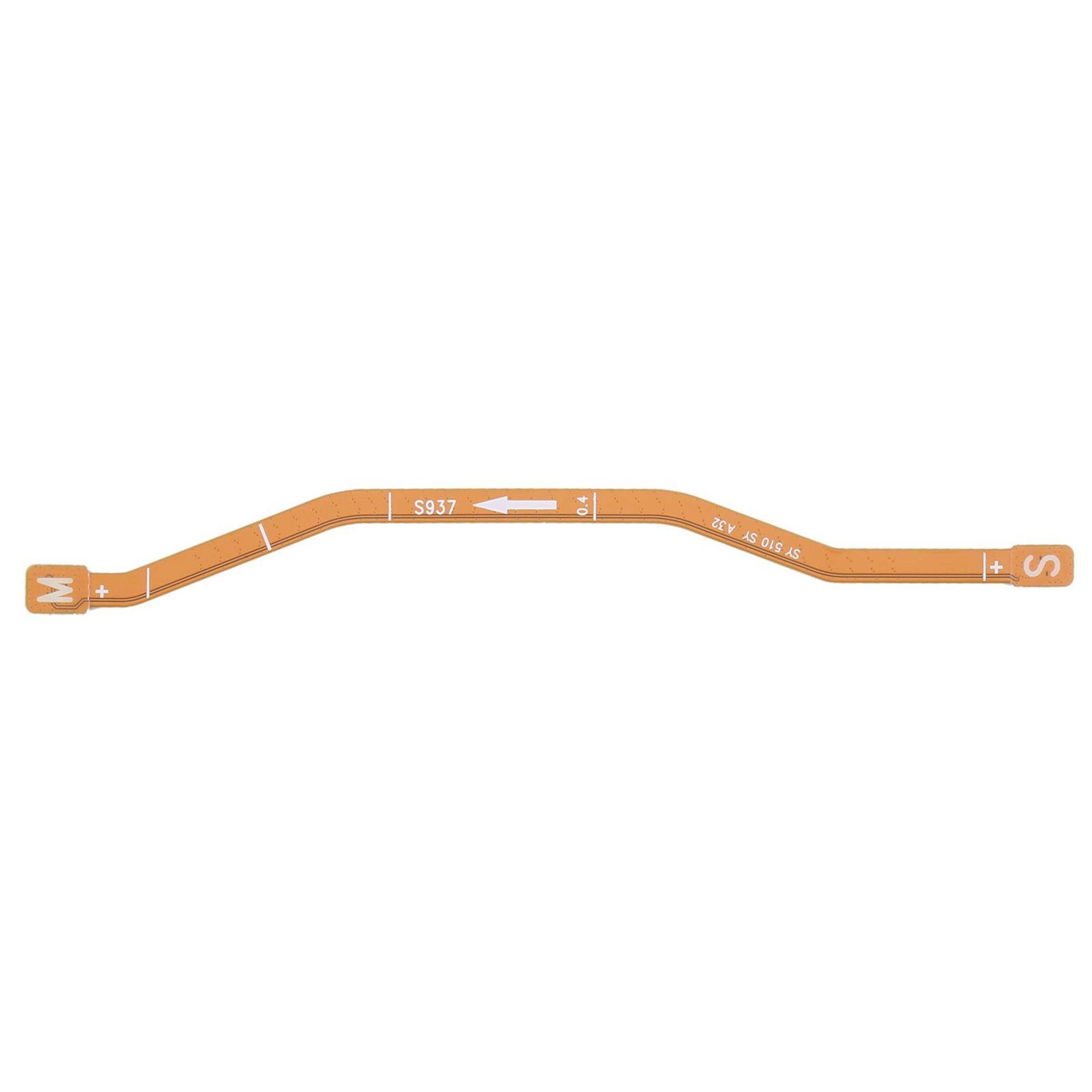 Eine orange flexible Leiterplatte mit der Bezeichnung 'S937', mit Markierungen 'M' und 'S', Pfeilen zur Richtungsanzeige und sichtbaren technischen Notizen.