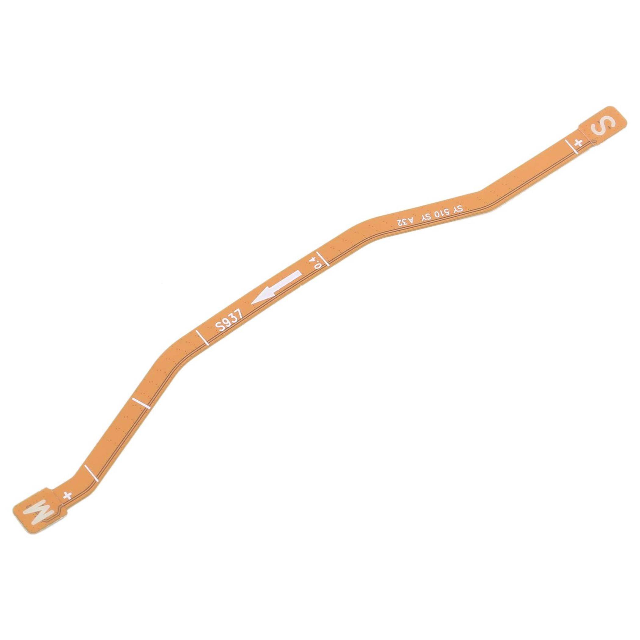 Flexibles orangefarbenes flaches Kabel, mit der Beschriftung 'SW' und 'SS-37', mit Richtungspfeilen und Kontaktpunkten, die mit '+' und '-' markiert sind.