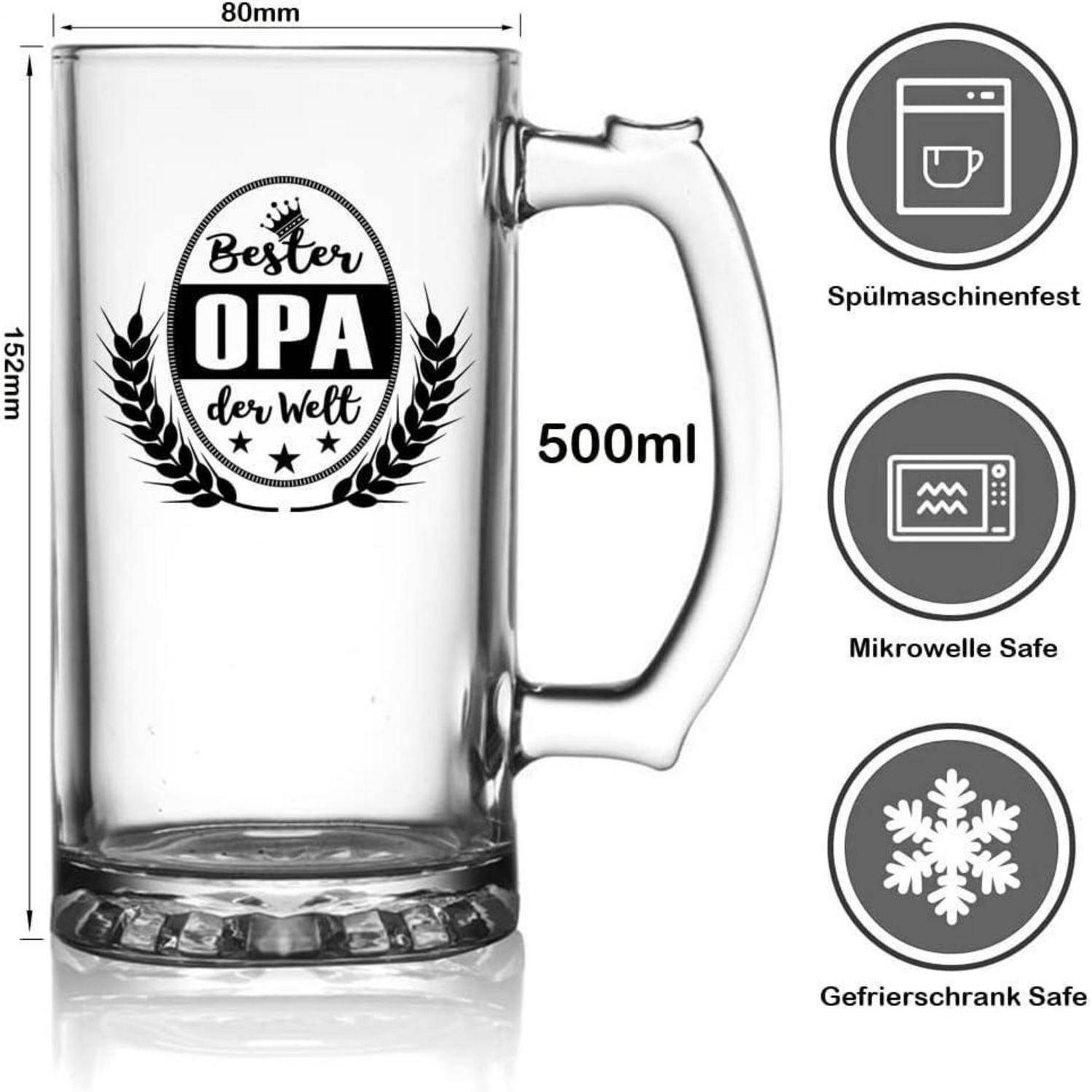 Ein durchsichtiger Glasbecher mit der Aufschrift 
