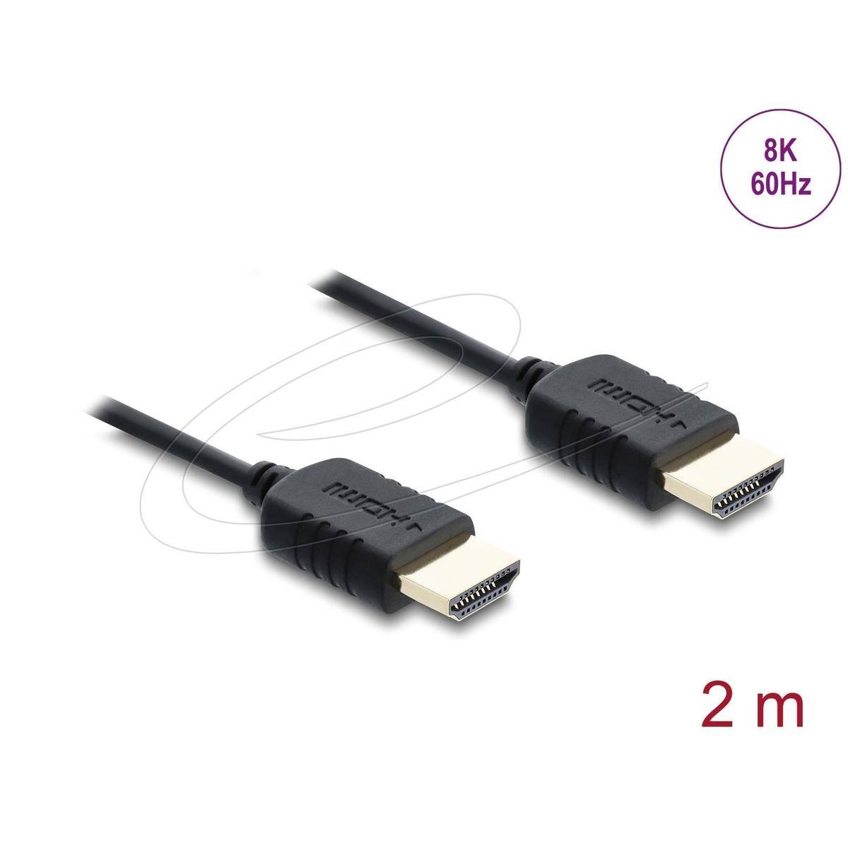 Delock Koaxiales High Speed HDMI Kabel 8K 60 Hz 48 Gbps mit Geflechtmantel 2 m
