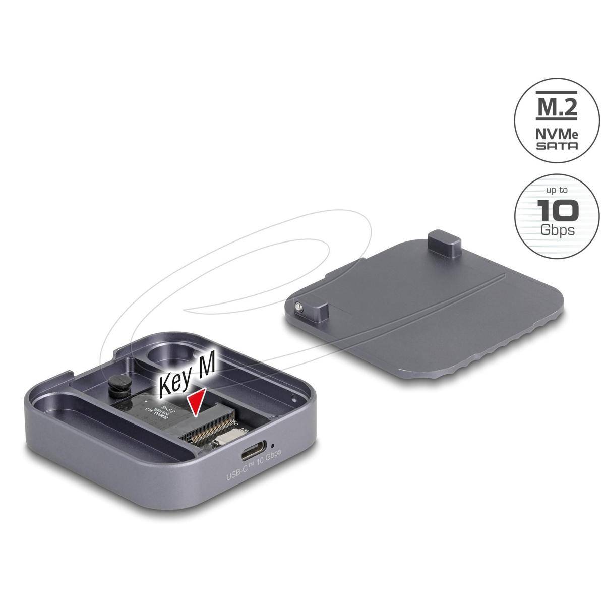 Delock Magnetisches Gehäuse USB Type-C 10 Gbps für 1 x M.2 NVMe oder SATA SSD