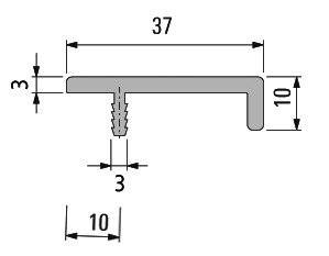 MB-Griffleiste Typ J, Alu edelstahlf. L= 2500mm B=37 mm H=10 mm ohne Ausklinkung