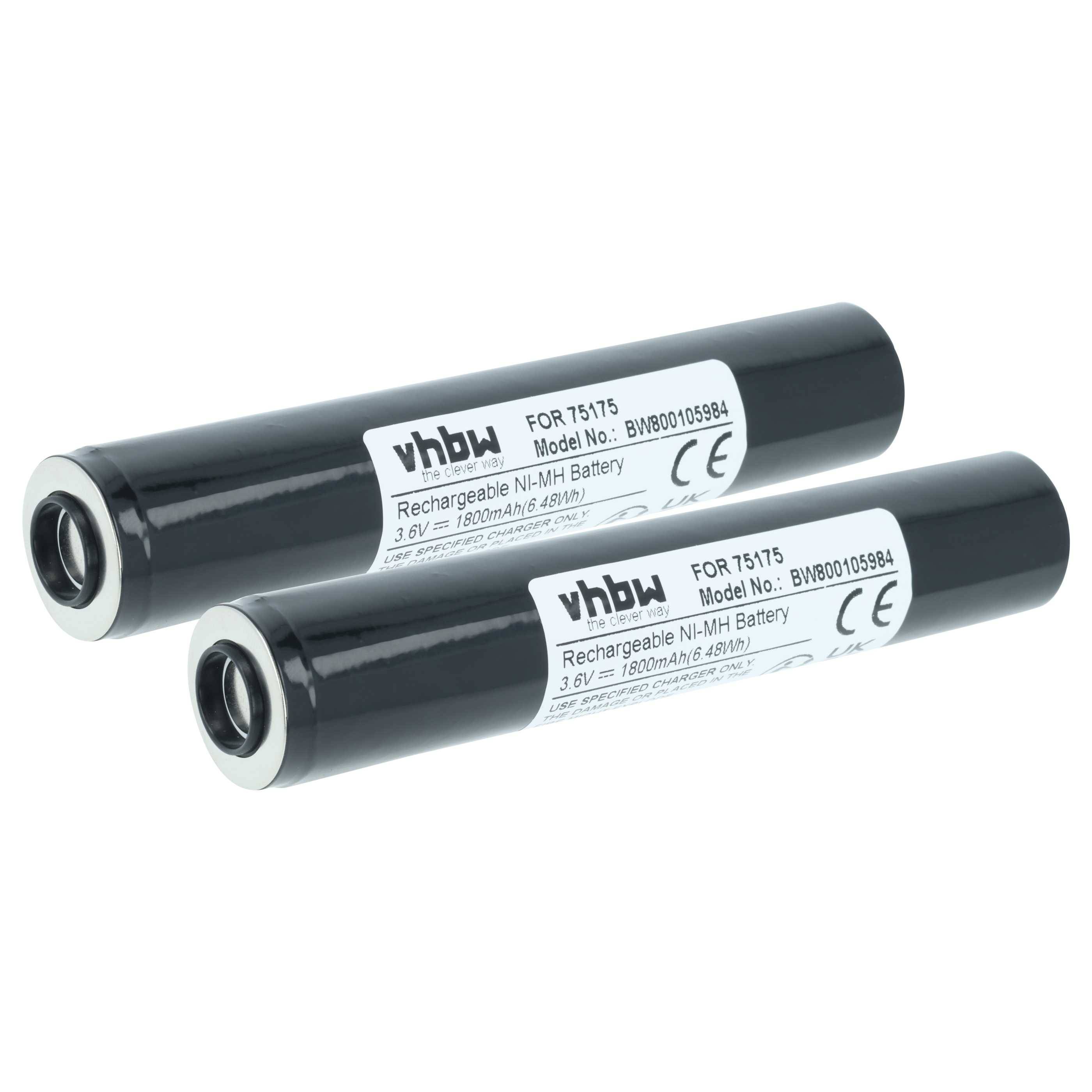 Zwei vhbw Ni-MH Akkus mit Modellnummer BW800109594, 3,6V, 180mAh, 45Wh.